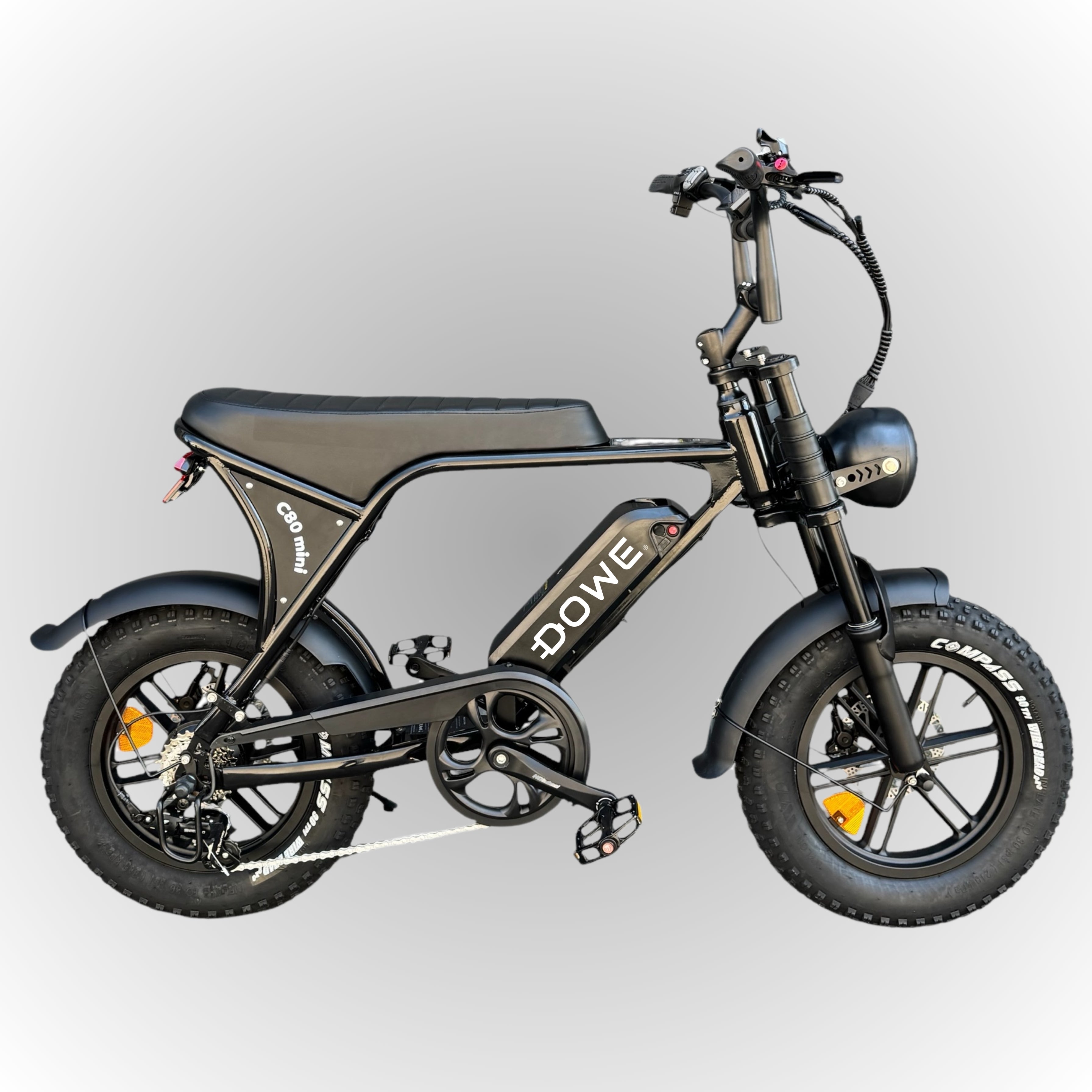 C80 Mini Fatbike - Zwart - 25 km/u - Hydraulische Remmen & Kettingkast