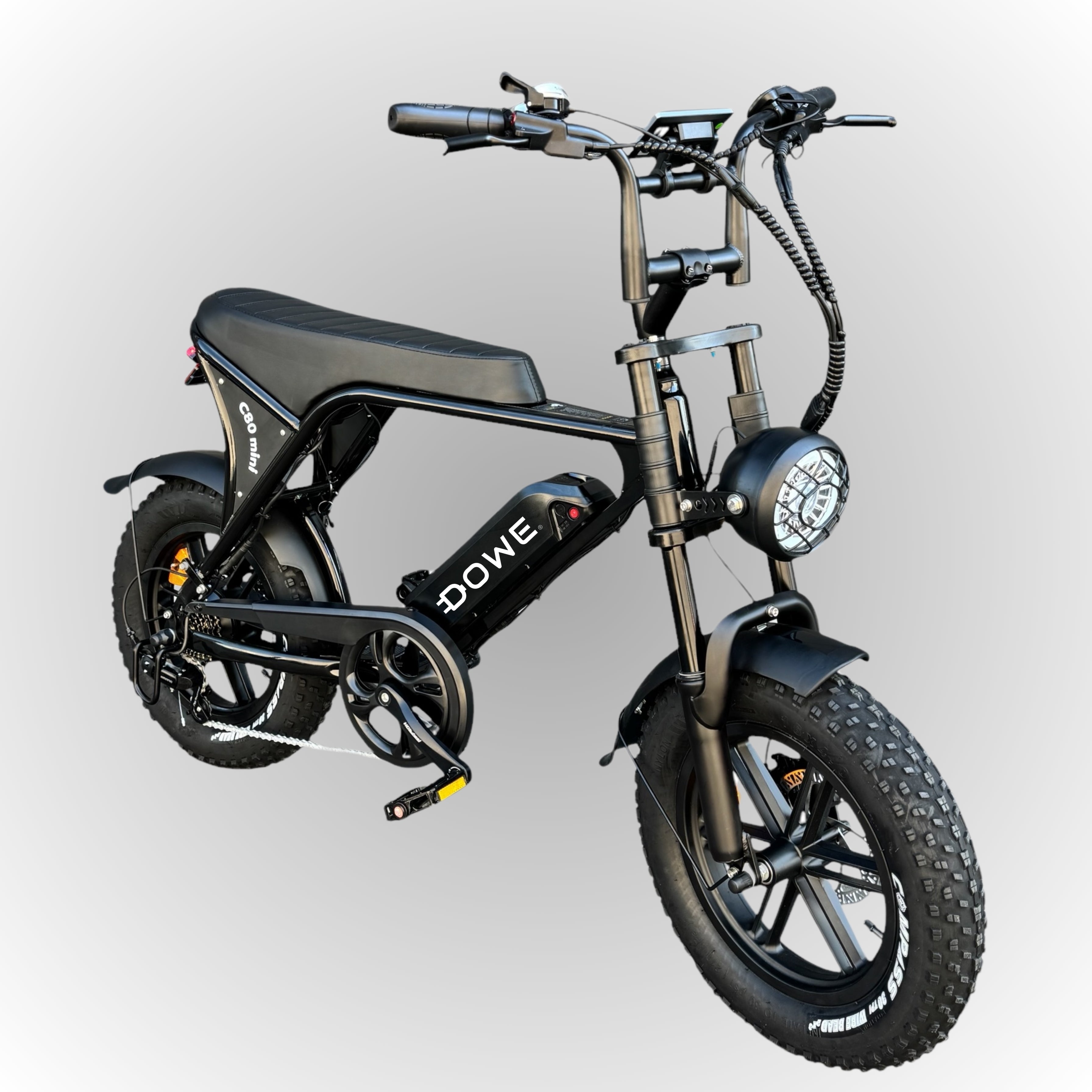 C80 Mini Fatbike - Zwart - 25 km/u - Hydraulische Remmen & Kettingkast