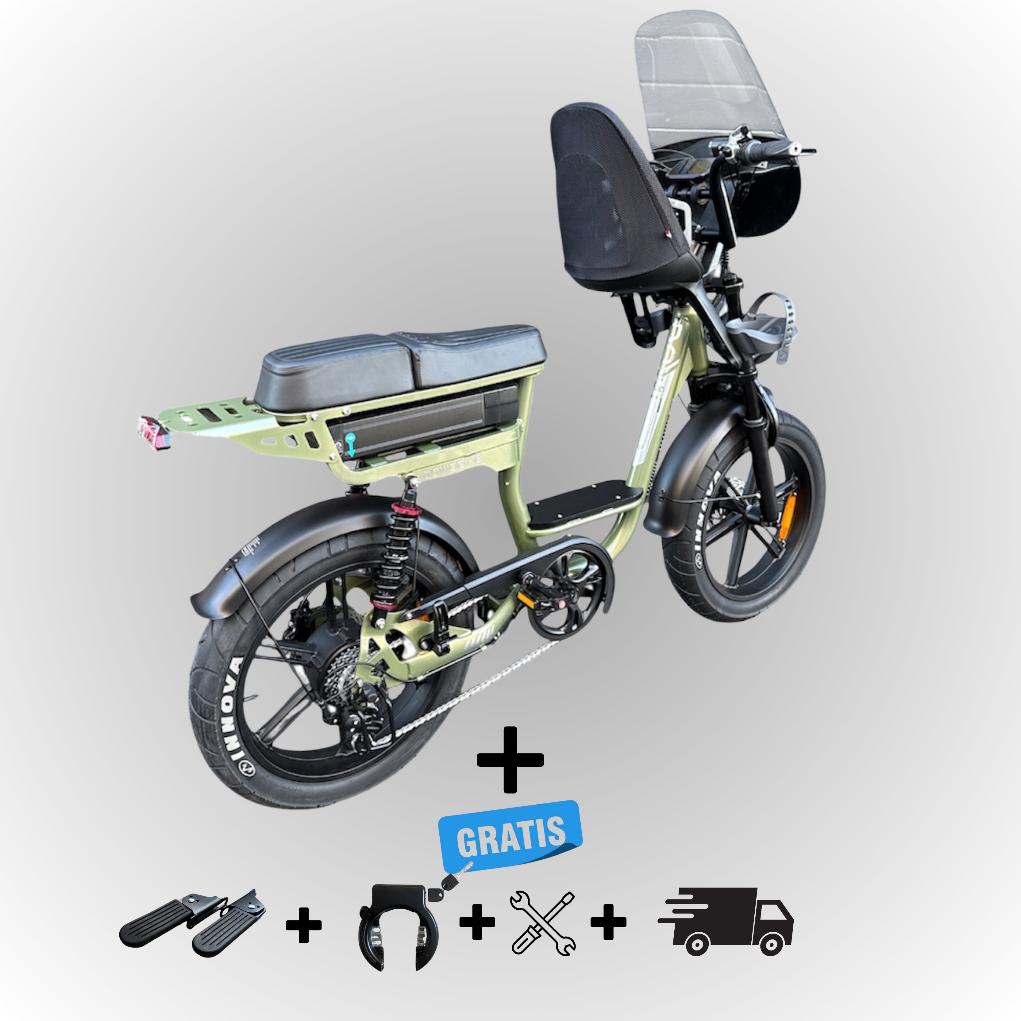 Elektrische fatbike 250W Dowe C28 met kinderzitje voor