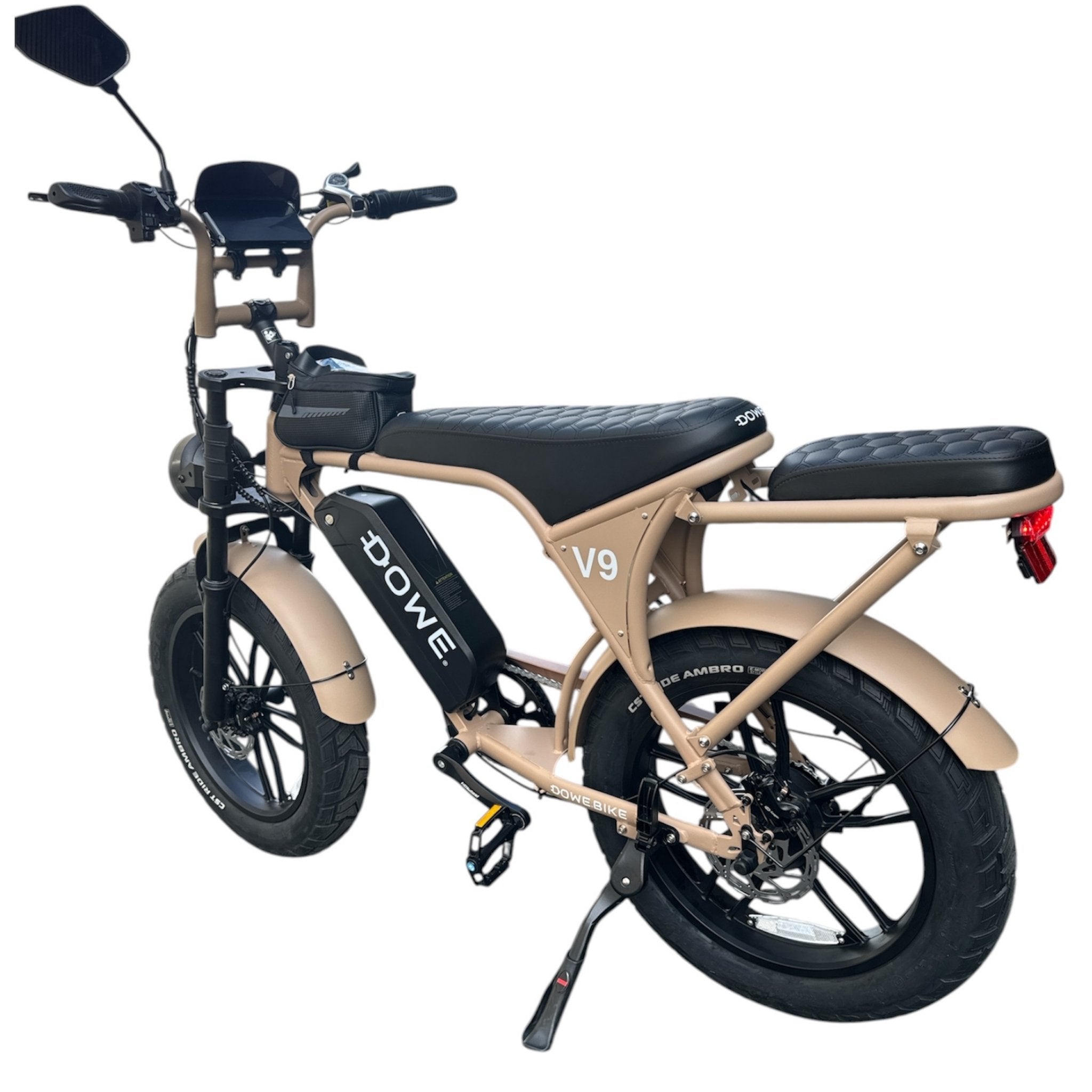 Dowe V9 Mokka detail accu en display – 17.5Ah lithium accu voor actieradius tot 70 km