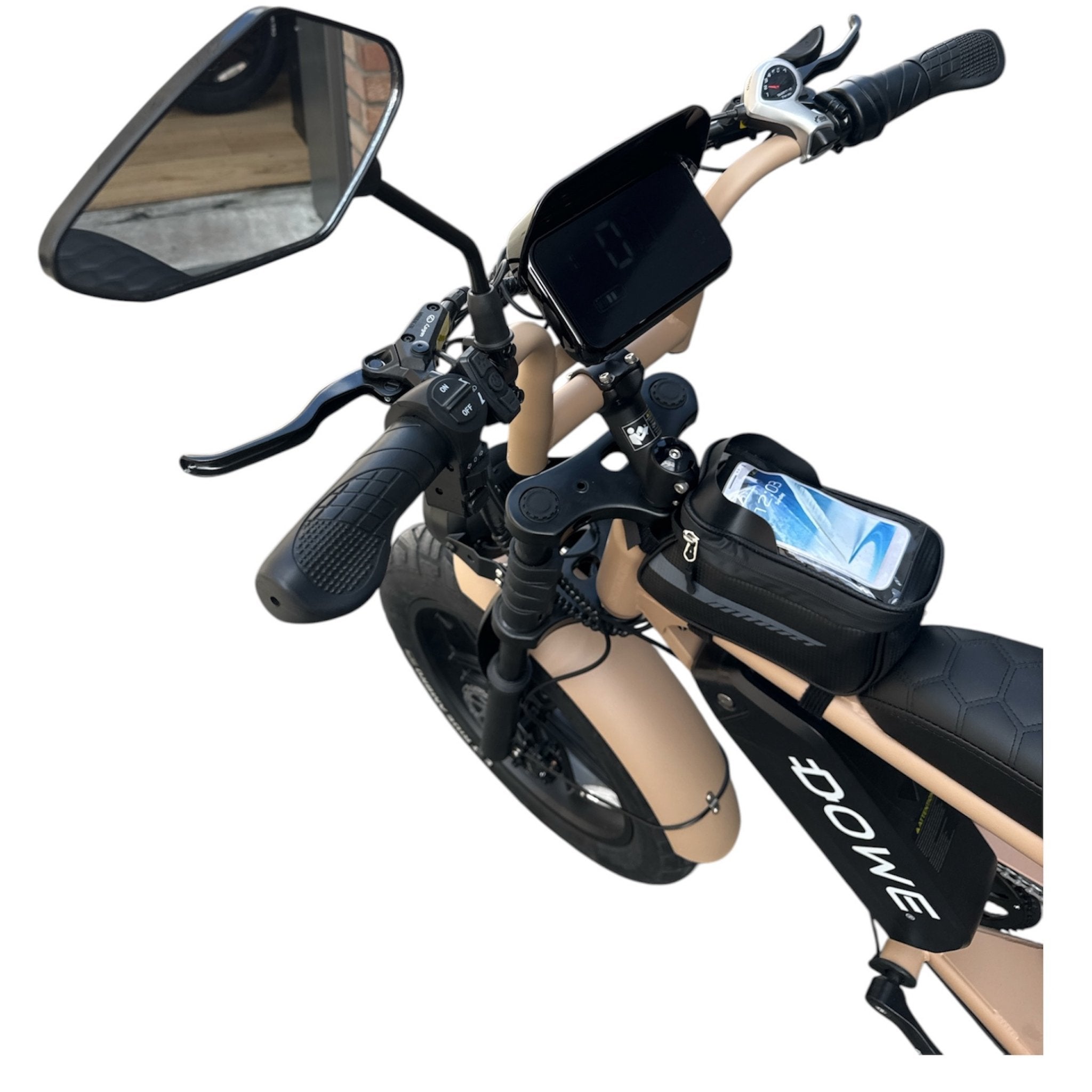Dowe V9 Mokka volledig uitgerust – alarm, GPS tracker, Abus slot en voetsteuntjes inbegrepen