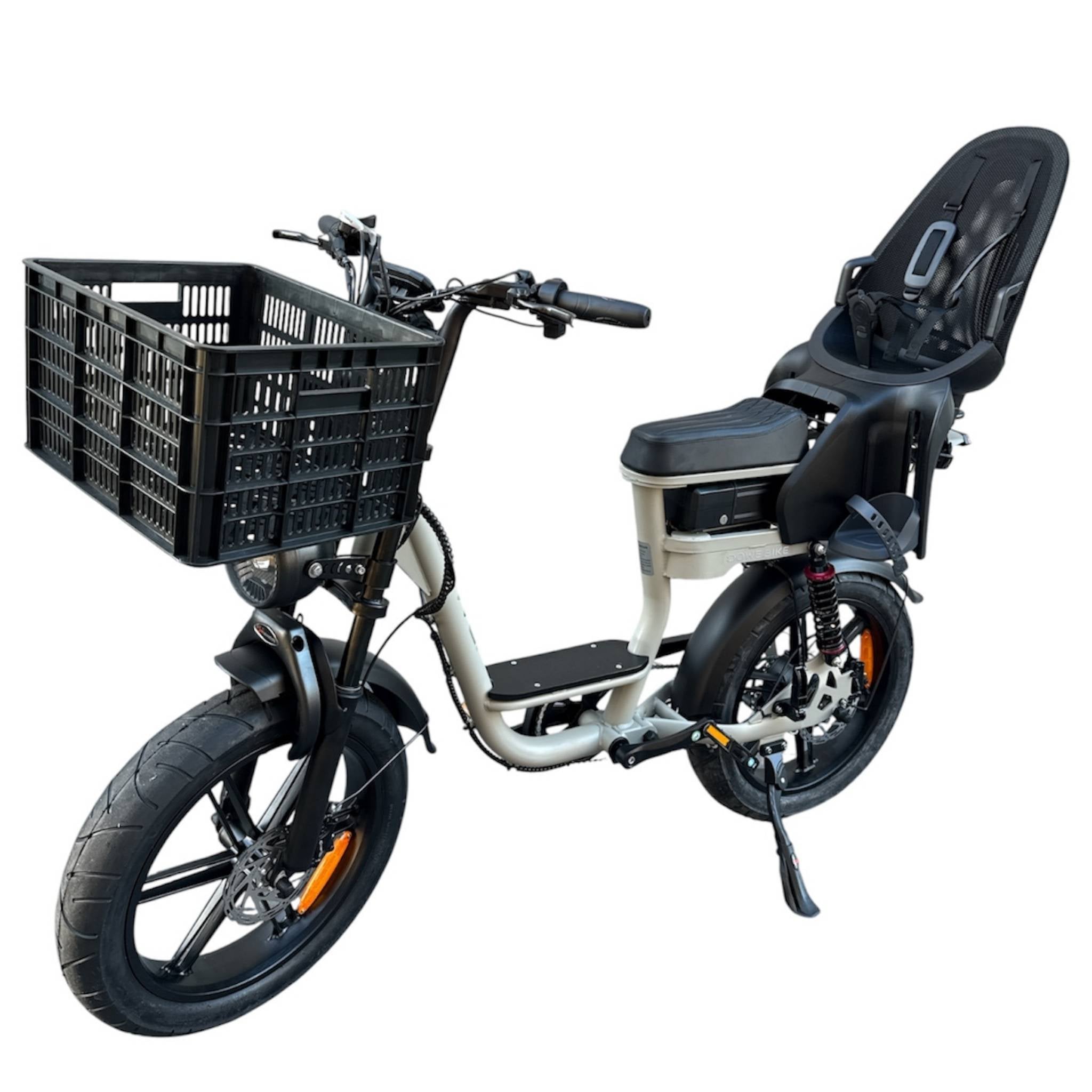 Dowe V20 comfort Fatbike met Kinderzitje (tot 6 jaar / 22 kg) & Voor-Krat – Krachtig, Veilig & Rijklaar