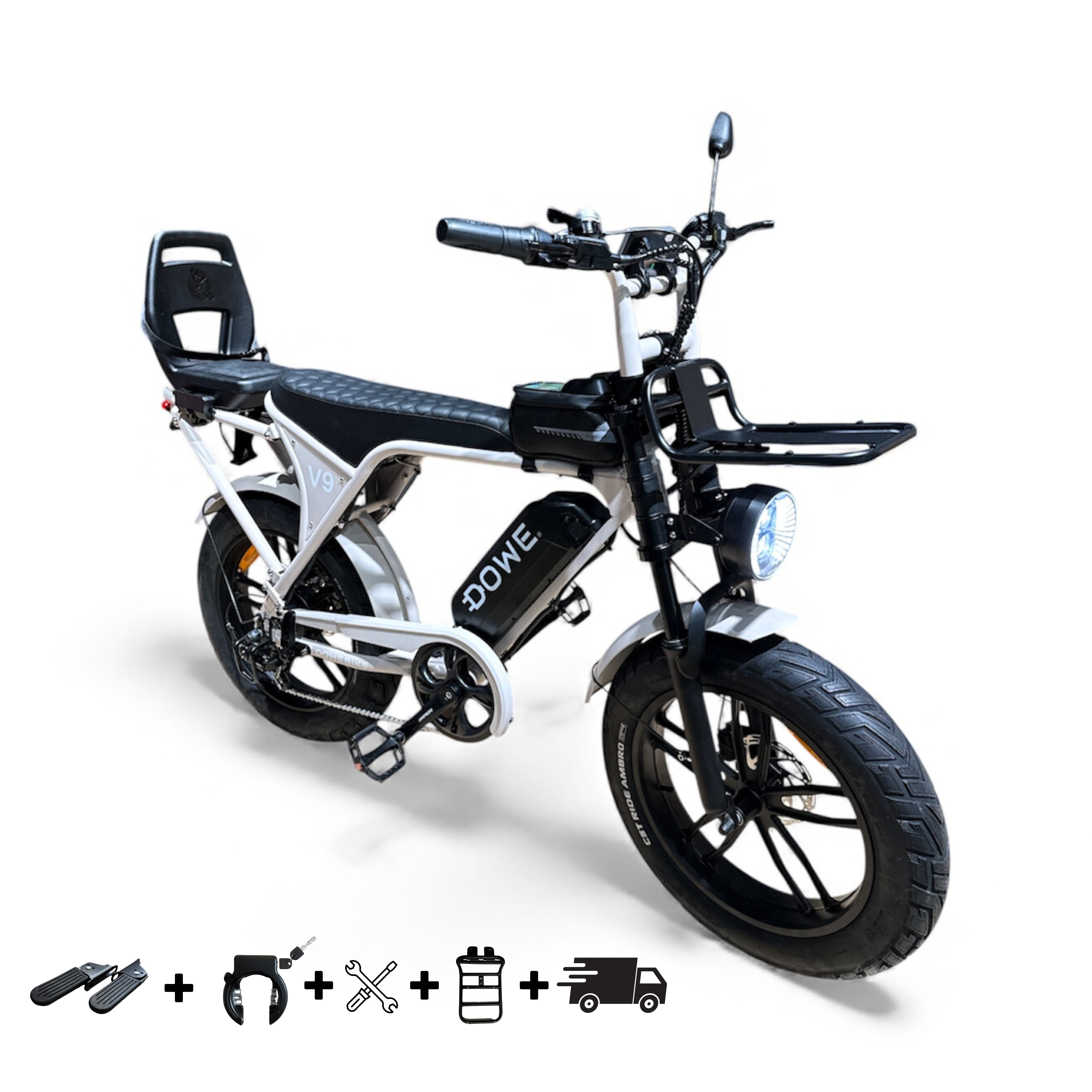 Dowe V9 Elektrische Fatbike met Kinderzitje + Voorrekje – Junior 6+ | Veilig & Krachtig