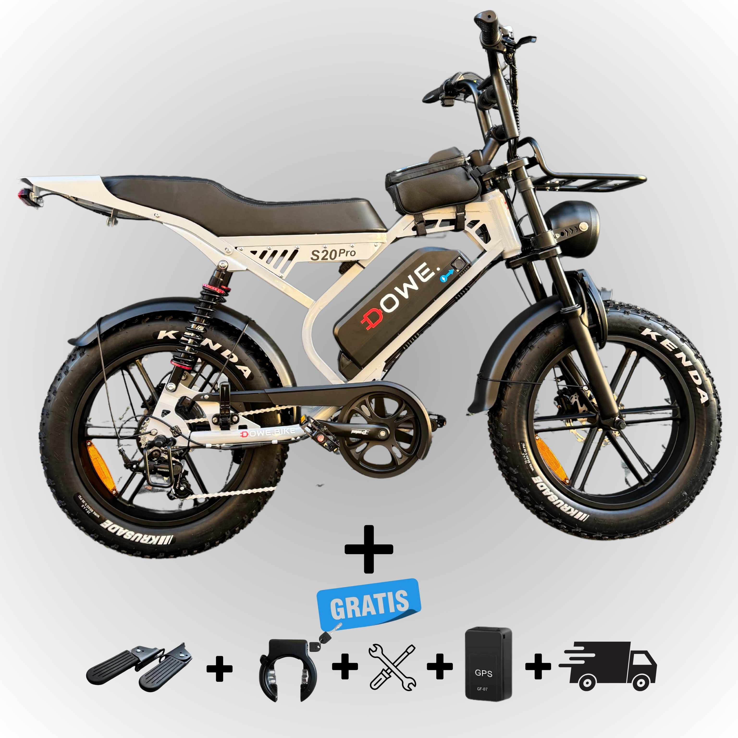 S20 Pro Family Edition | Fatbike met Voorzitje | 250W | GPS & Alarm | Dowe Bike