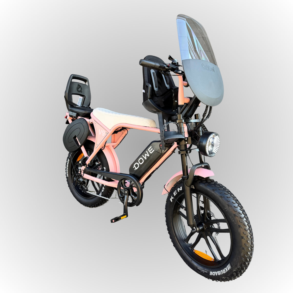 Dowe V9 Elektrische Fatbike met Kinderzitjes - Roze | Maximaal Uitgerust + Gratis Extra's!