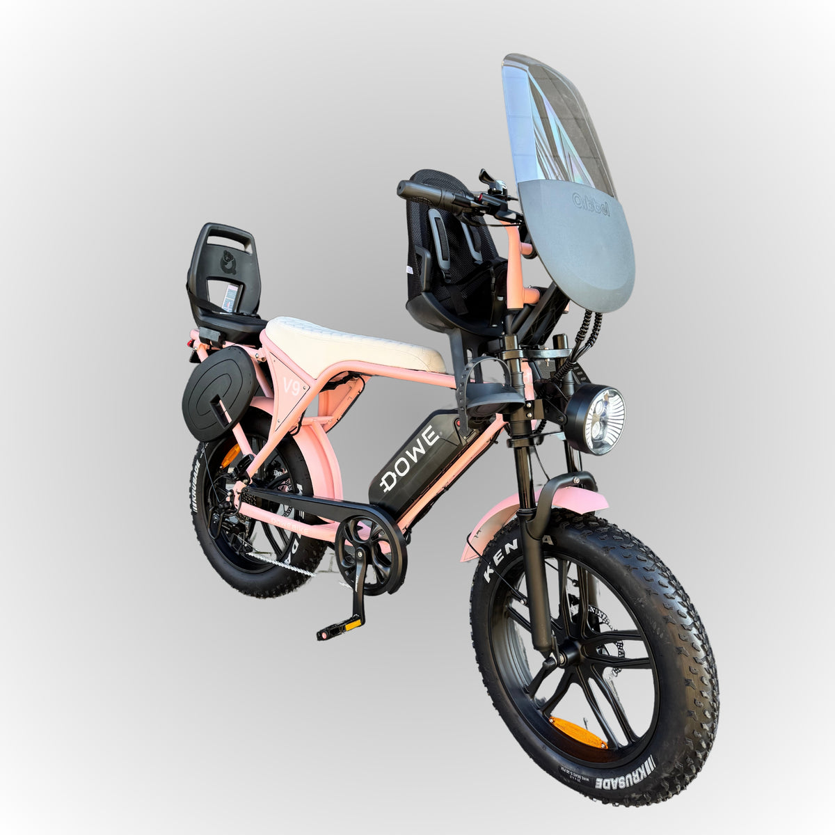 Dowe V9 Elektrische Fatbike met Kinderzitjes - Roze | Maximaal Uitgerust + Gratis Extra's!