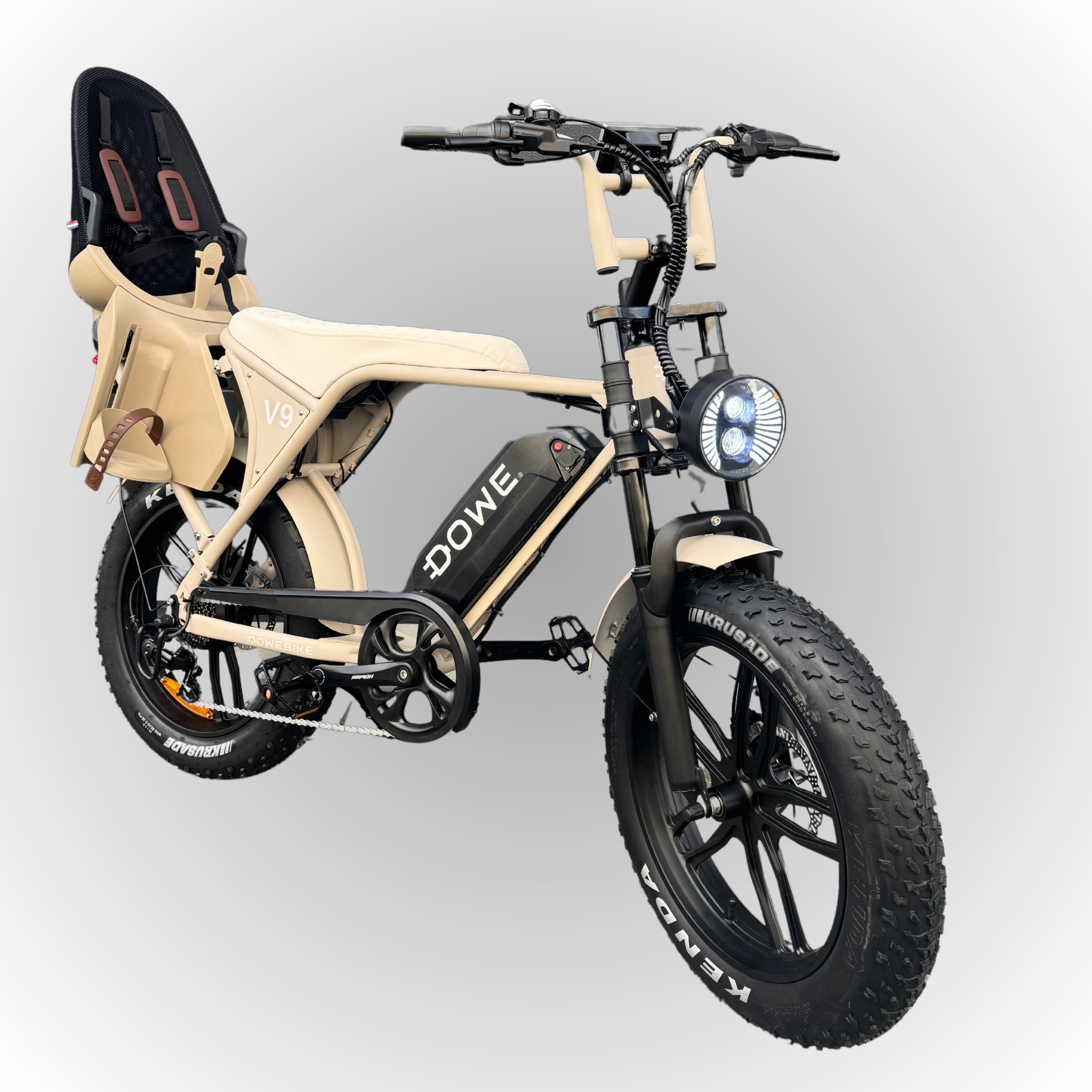 Elektrische fatbike 250W Dowe V9 met kinderzitje achter