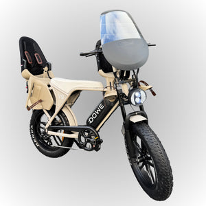 Dowe V9 Elektrische Fatbike met Kinderzitjes - Zand | Family Fatbike