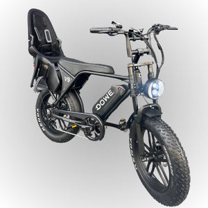 Dowe V9 Elektrische Fatbike met Kinderzitje Achter - Zwart | Family Fatbike