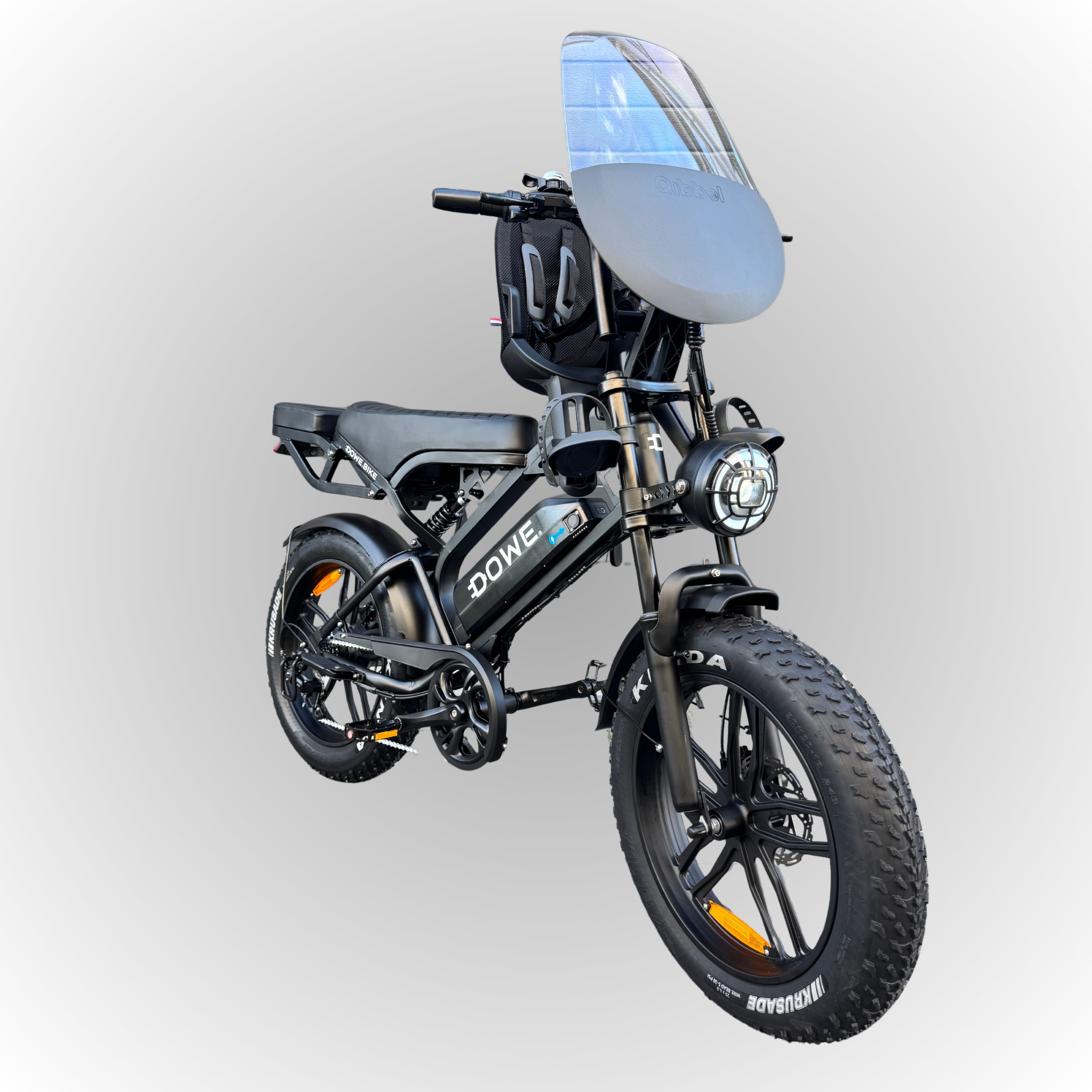 Fatbike V20 Pro 2025 met kinderzitje – elektrische family fatbike 250W legaal, matzwart, Dowe.bike