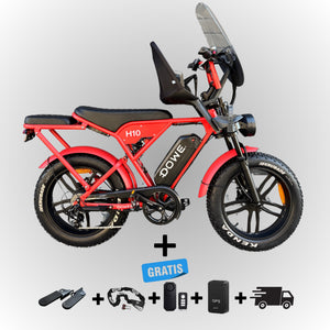 Elektrische Fatbike met Kinderzitje Voor - Rood