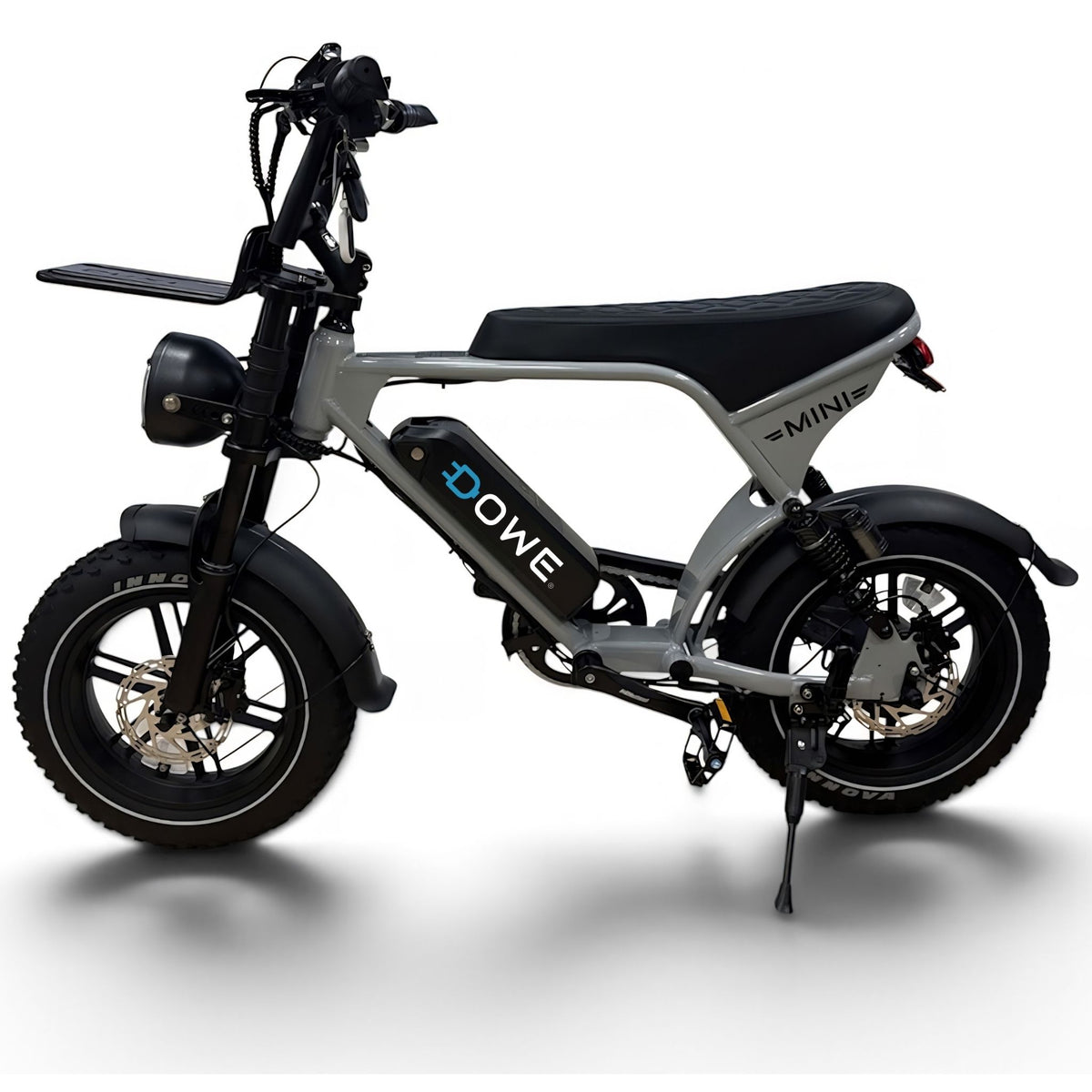 Dowe V8 Ultra Mini Fatbike lichtgrijs – volledig zijaanzicht