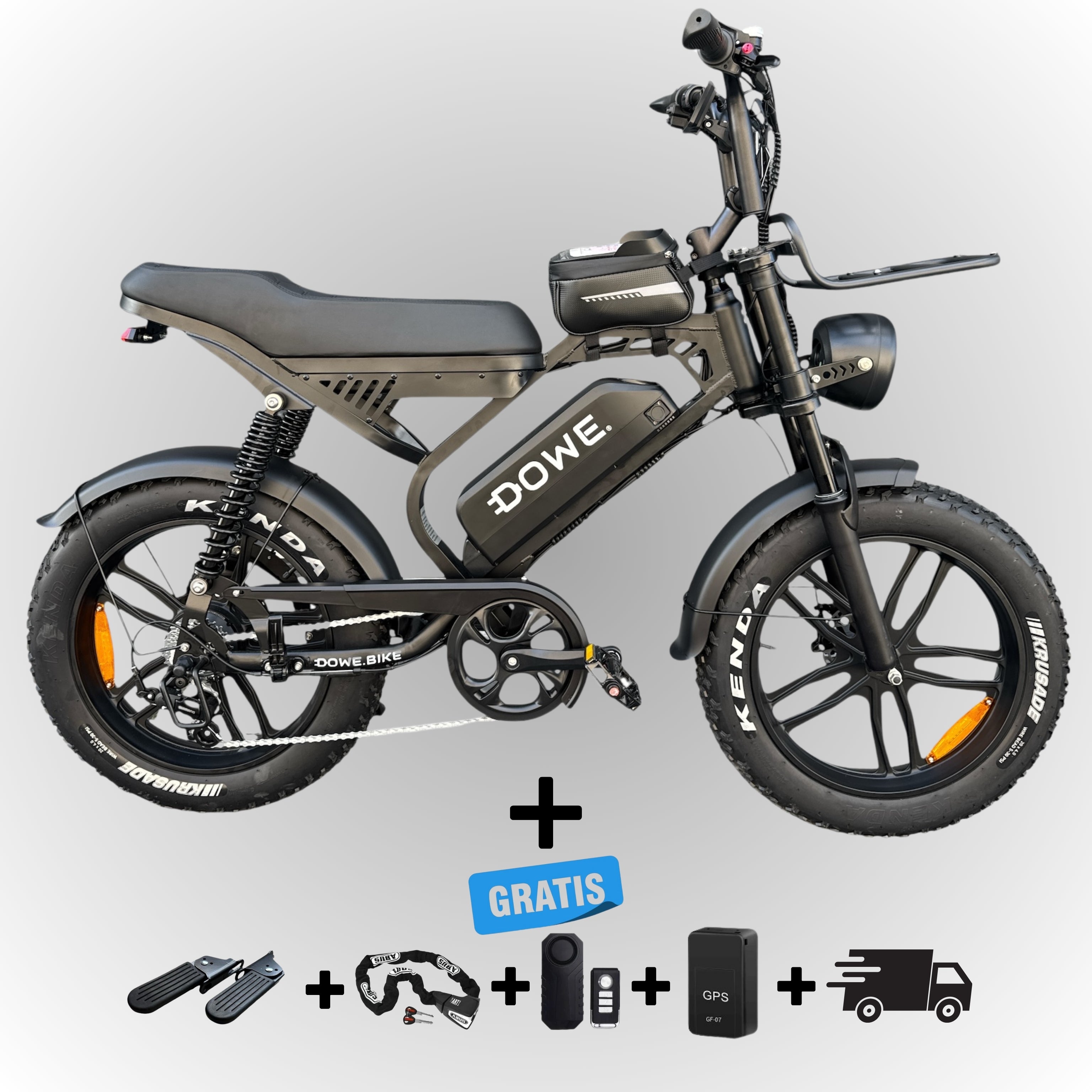 S20 Pro elektrische fatbike zwart met 18.2AH accu, GPS en alarm – gratis thuisbezorgd