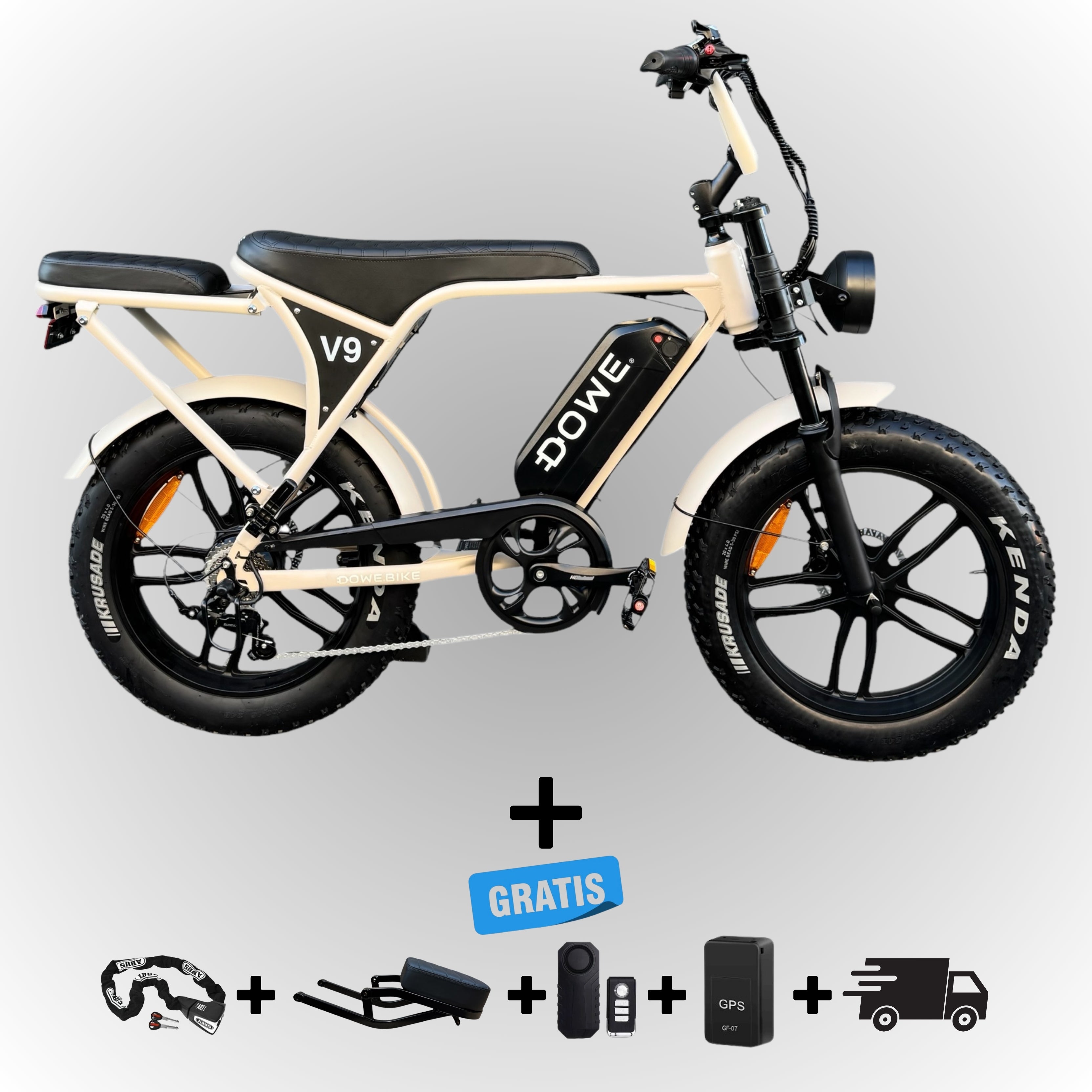 Elektrische Fatbike - Zand met Zwart Zadel