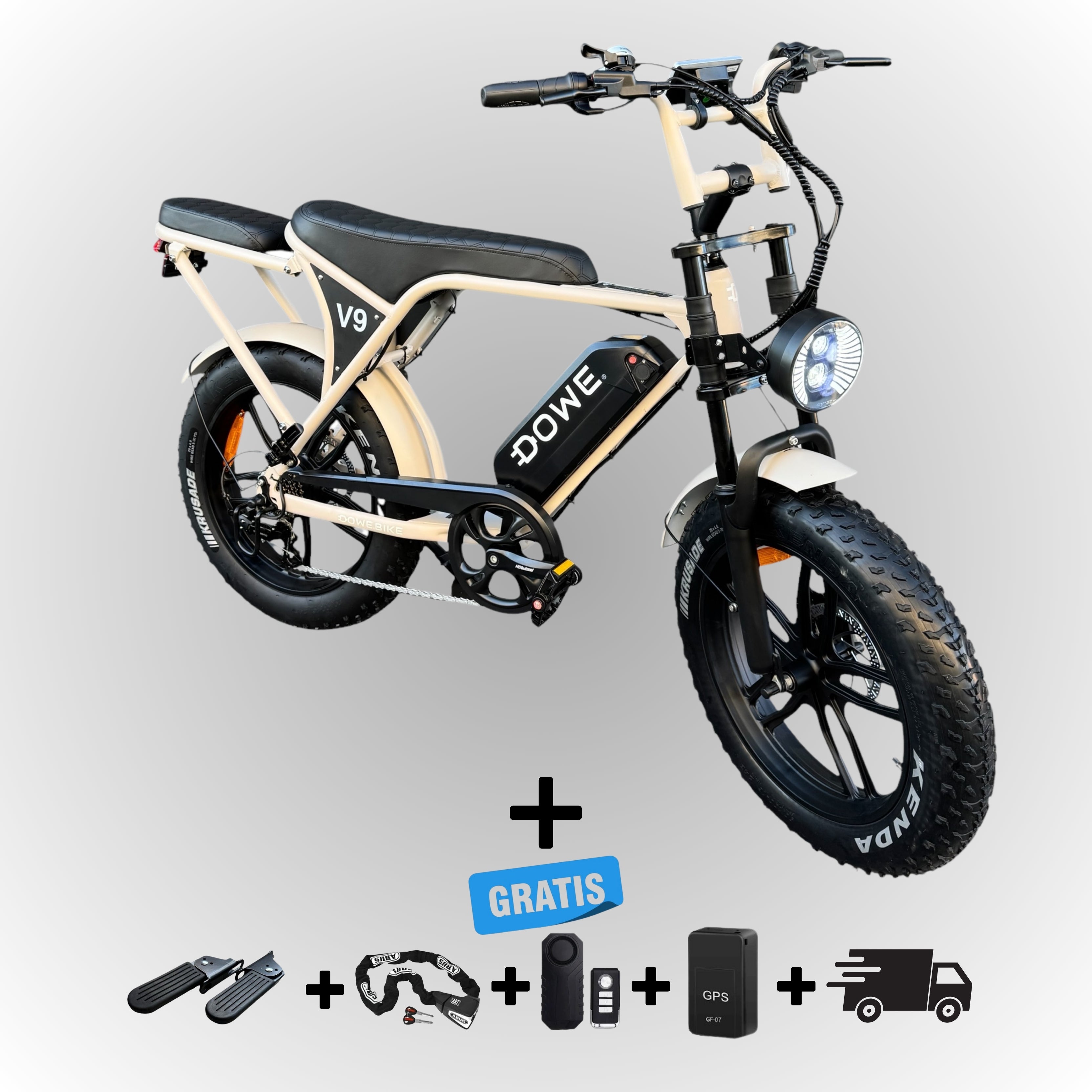 Elektrische Fatbike - Zand met Zwart Zadel