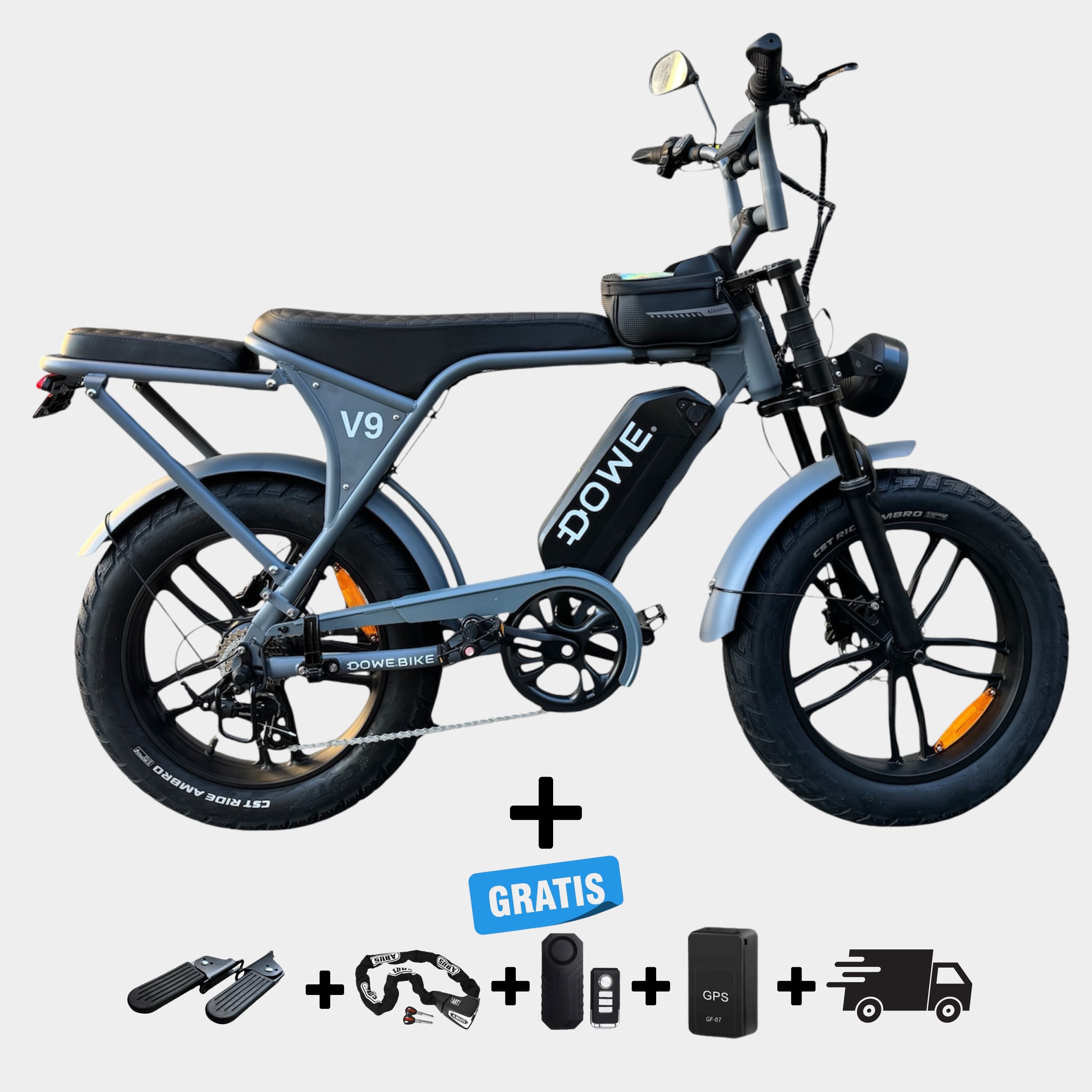 Elektrische fatbike 250W Dowe V9 voor stedelijk gebruik