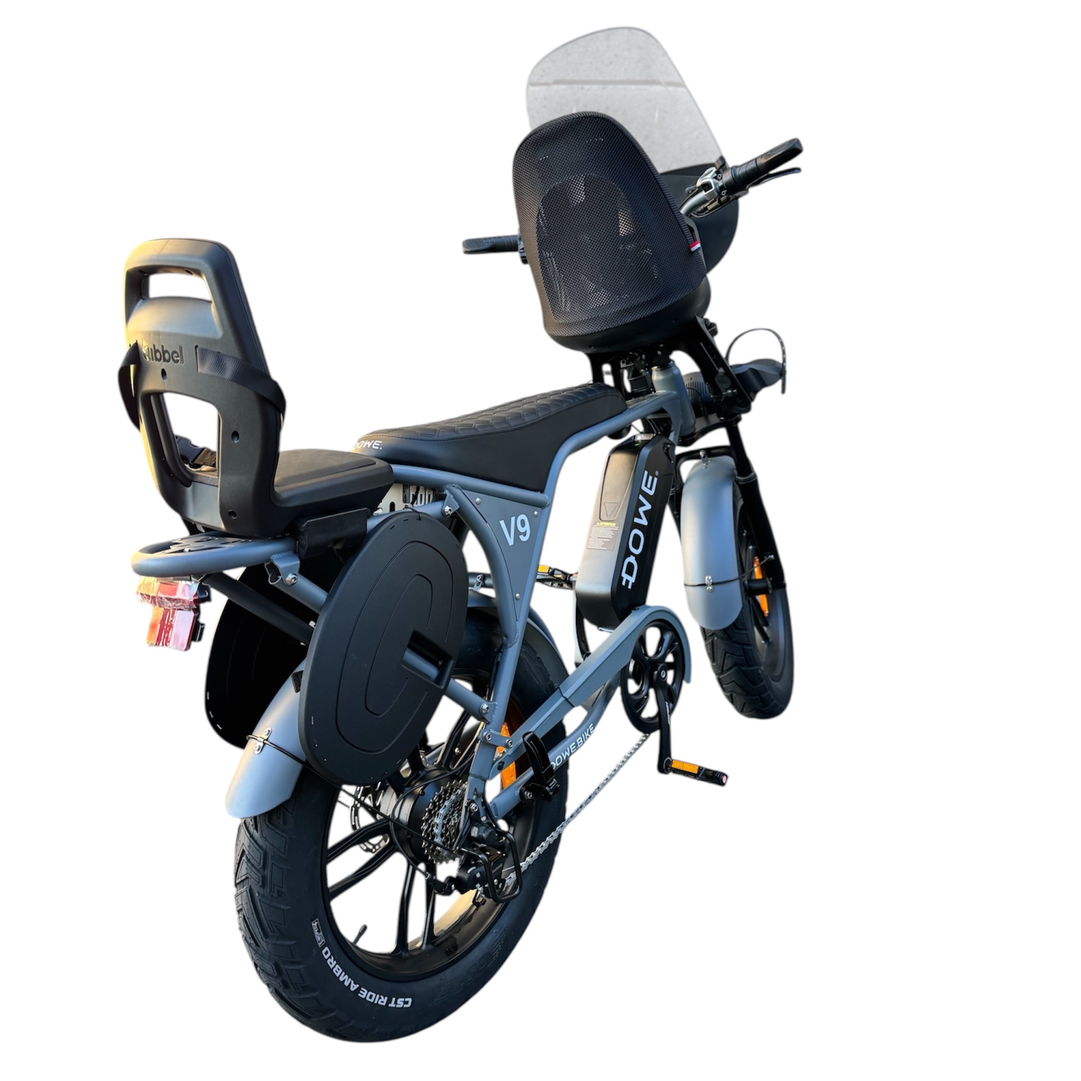 Elektrische Fatbike met Kinderzitjes - Grijs | Maximaal Uitgerust