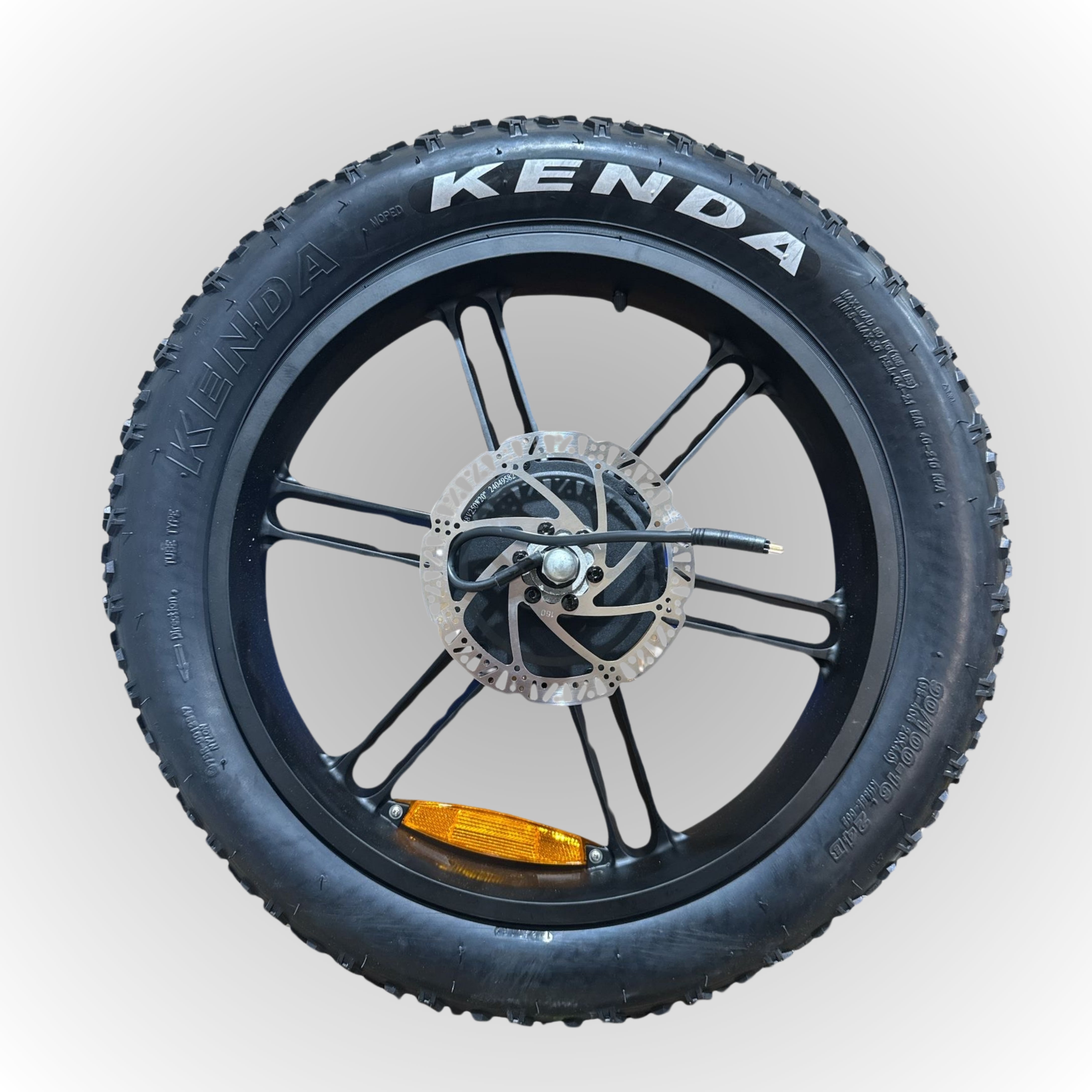 Complete achtervelg voor fatbike, 20 inch x 4.0, inclusief cassette, remschijf, en Kenda binnen- en buitenband, geschikt voor Ouxi V8 en Ouxi H9