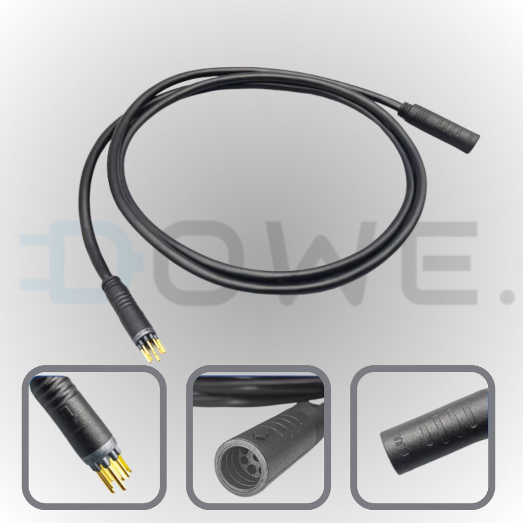 9-pins fatbike motorkabel verlengkabel met zwarte plug en waterdichte poort – Dowe Bike