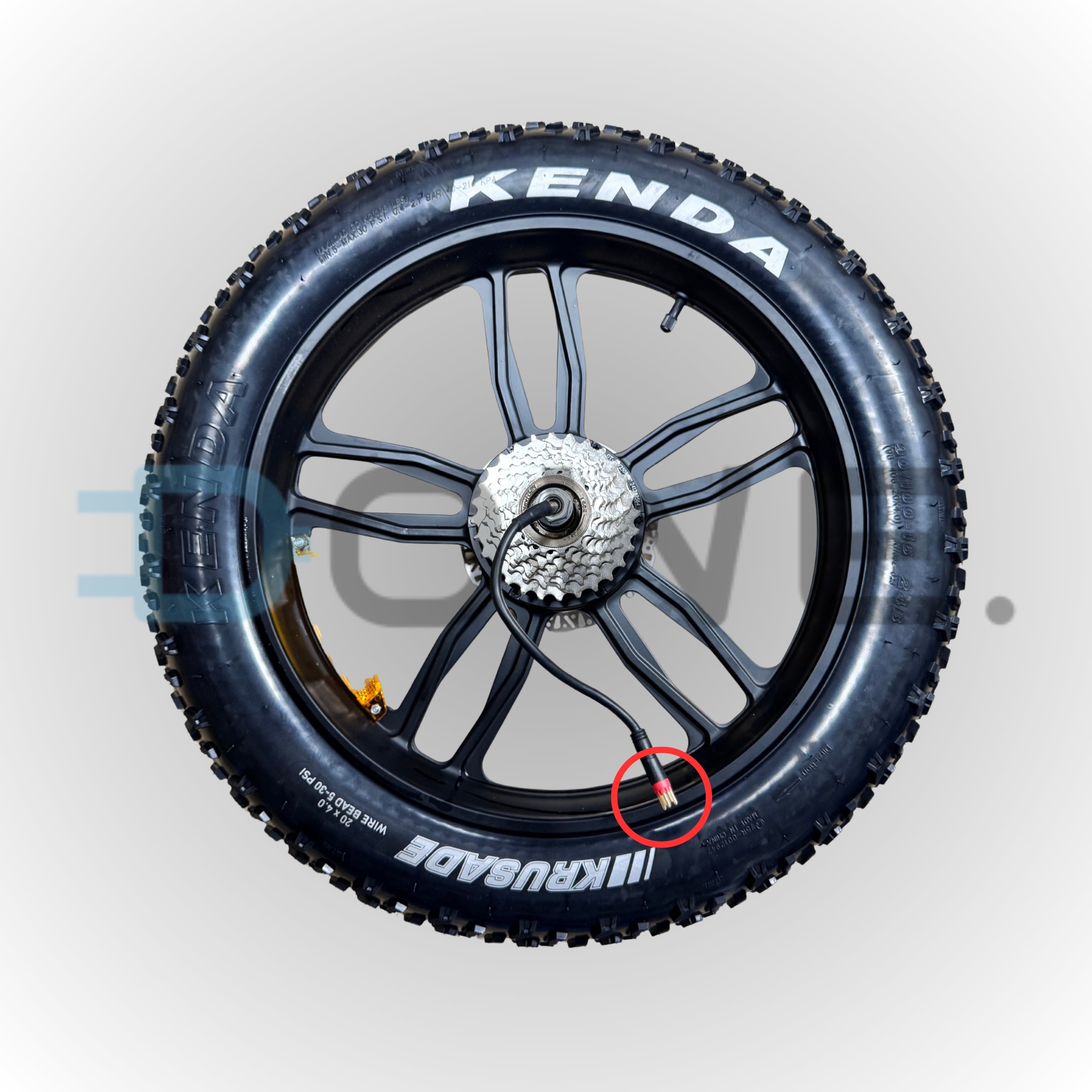 Achtervelg Fatbike Compleet met motor, cassette en remschijf + Kenda buiten & binnenband | Geschikt voor Ouxi V8 max (dubbele accu), Q8 en QmWheel V20