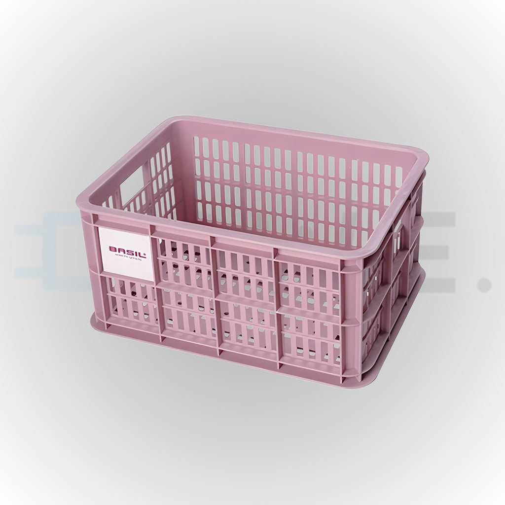 Basil Fietskrat S 17,5 liter roze – compacte duurzame fatbike fietskrat voor dames-, heren- en kinderfiets