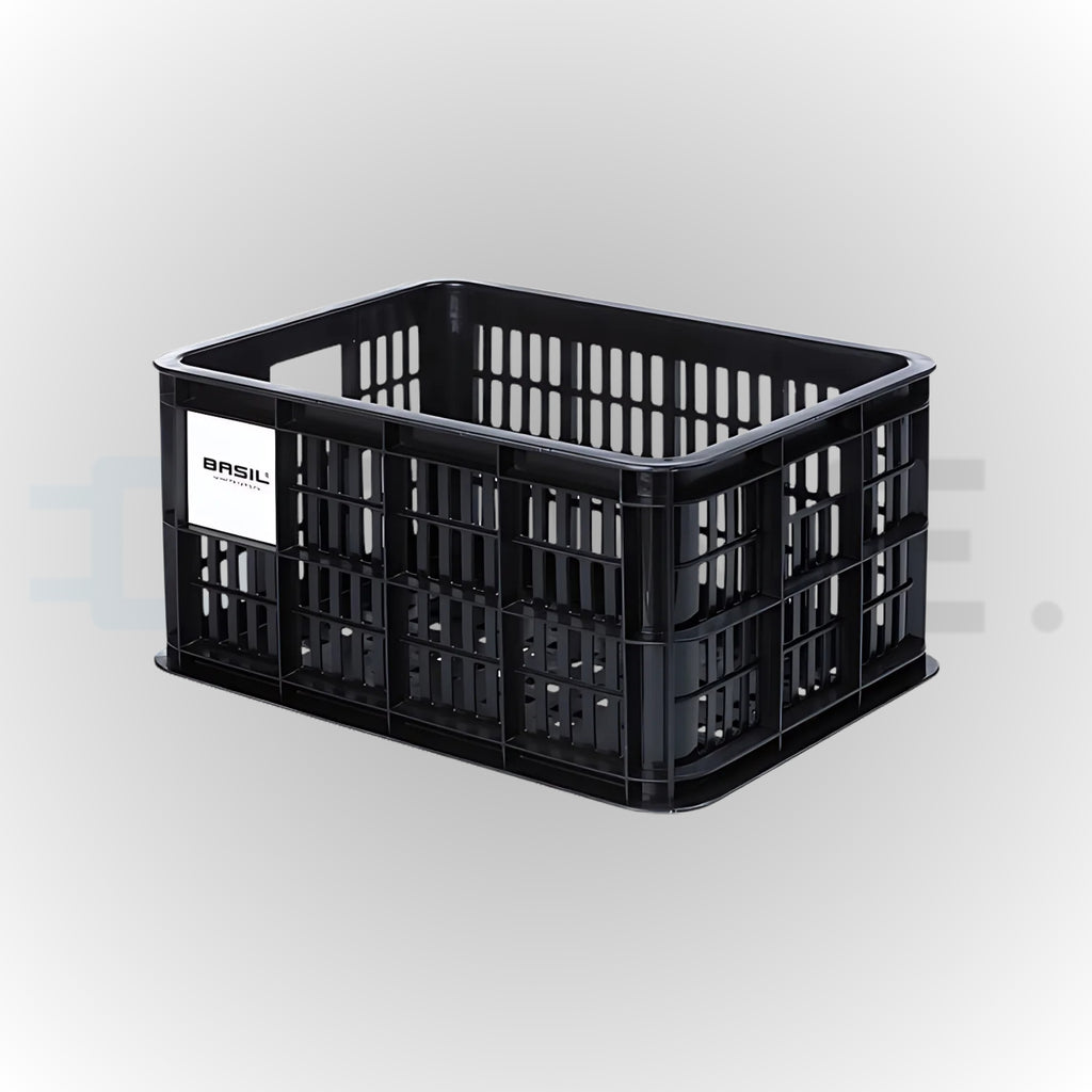 Basil Fietskrat S zwart – 17,5 liter – Duurzaam klein fietsmandje voor fatbike  