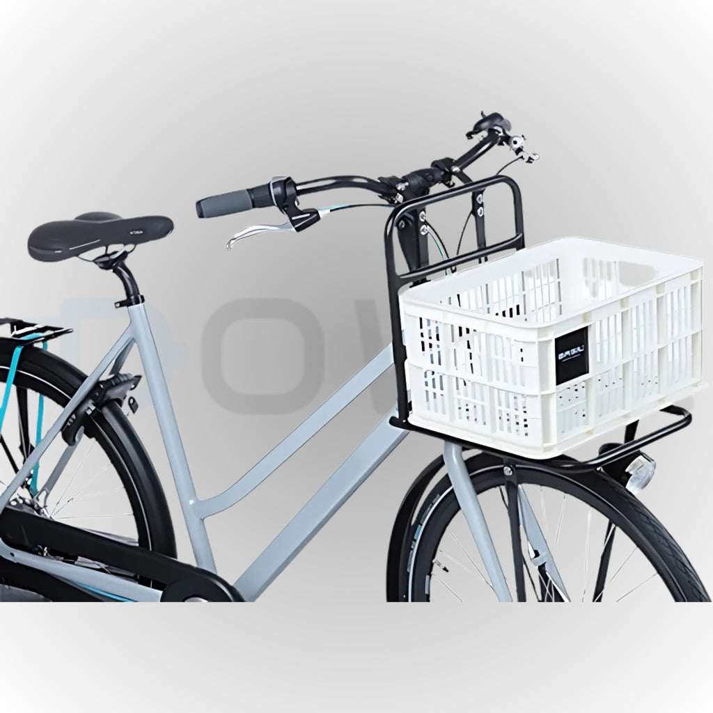 Basil Fietskrat S wit – 17,5 liter – Compact duurzaam fietsmandje voor fatbike  