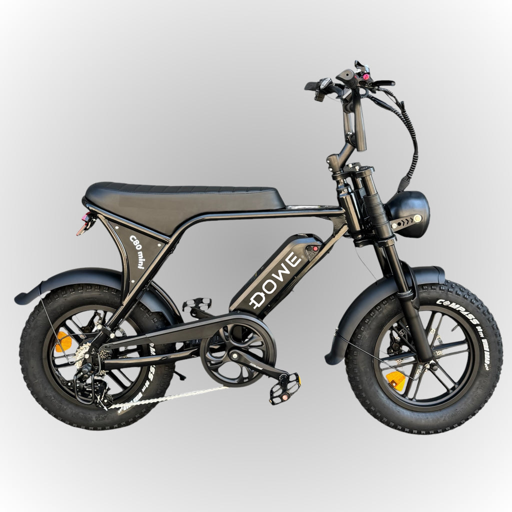 C80 Mini Fatbike - Zwart - 25 km/u - Hydraulische Remmen & Kettingkast