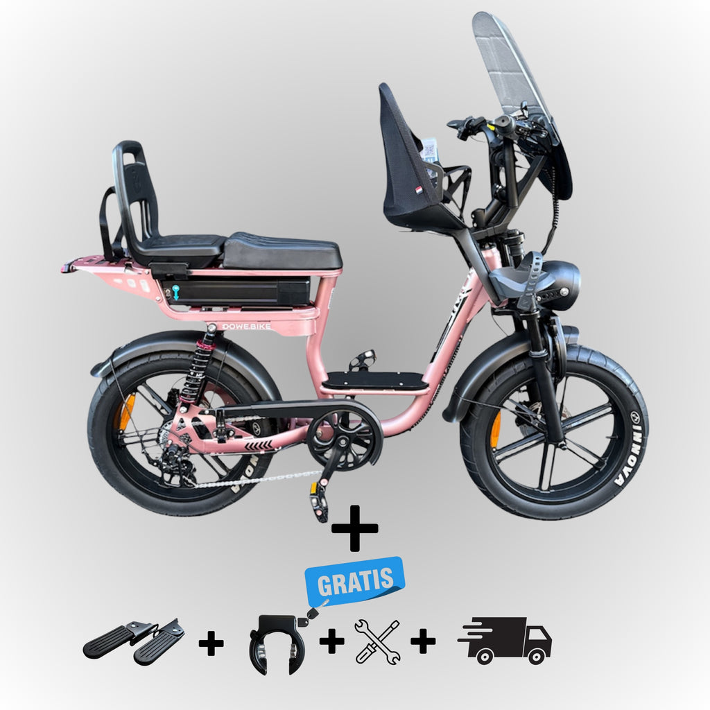 Dowe C28 Fatbike met Kinderzitje Voor (9+ maanden) & Achter (vanaf 6 jaar) – Veilig & In 3 Kleuren_Rose_Goud