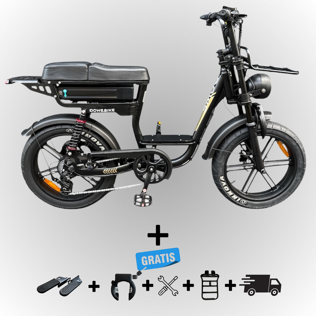 Dowe C28 Lage Instap Fatbike Zwart – Comfortabel, Krachtig & Inclusief Gratis Accessoires