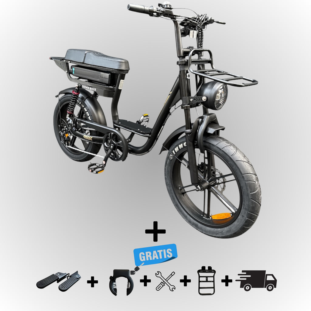 Dowe C28 Lage Instap Fatbike Zwart – Comfortabel, Krachtig & Inclusief Gratis Accessoires