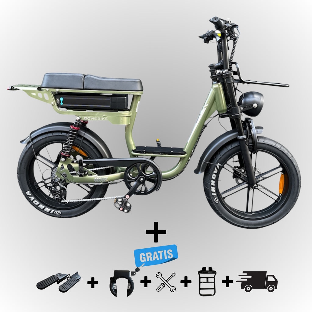 Dowe C28 Lage Instap Fatbike Groen – Comfortabel, Krachtig & Inclusief Gratis Accessoires