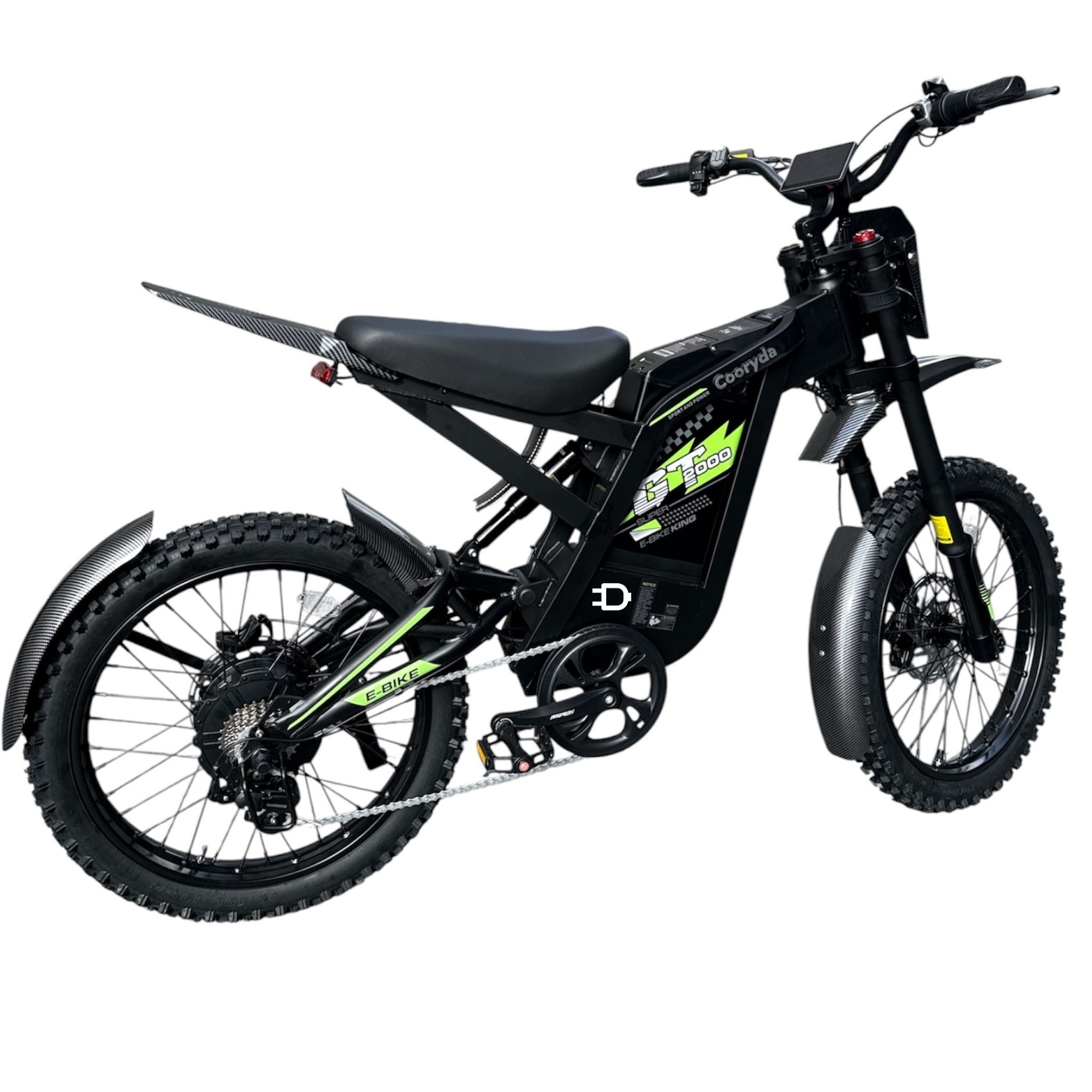 GT2000 skinny bike groen zijaanzicht – crossmotor uitstraling met 24 inch wielen en Shimano 7