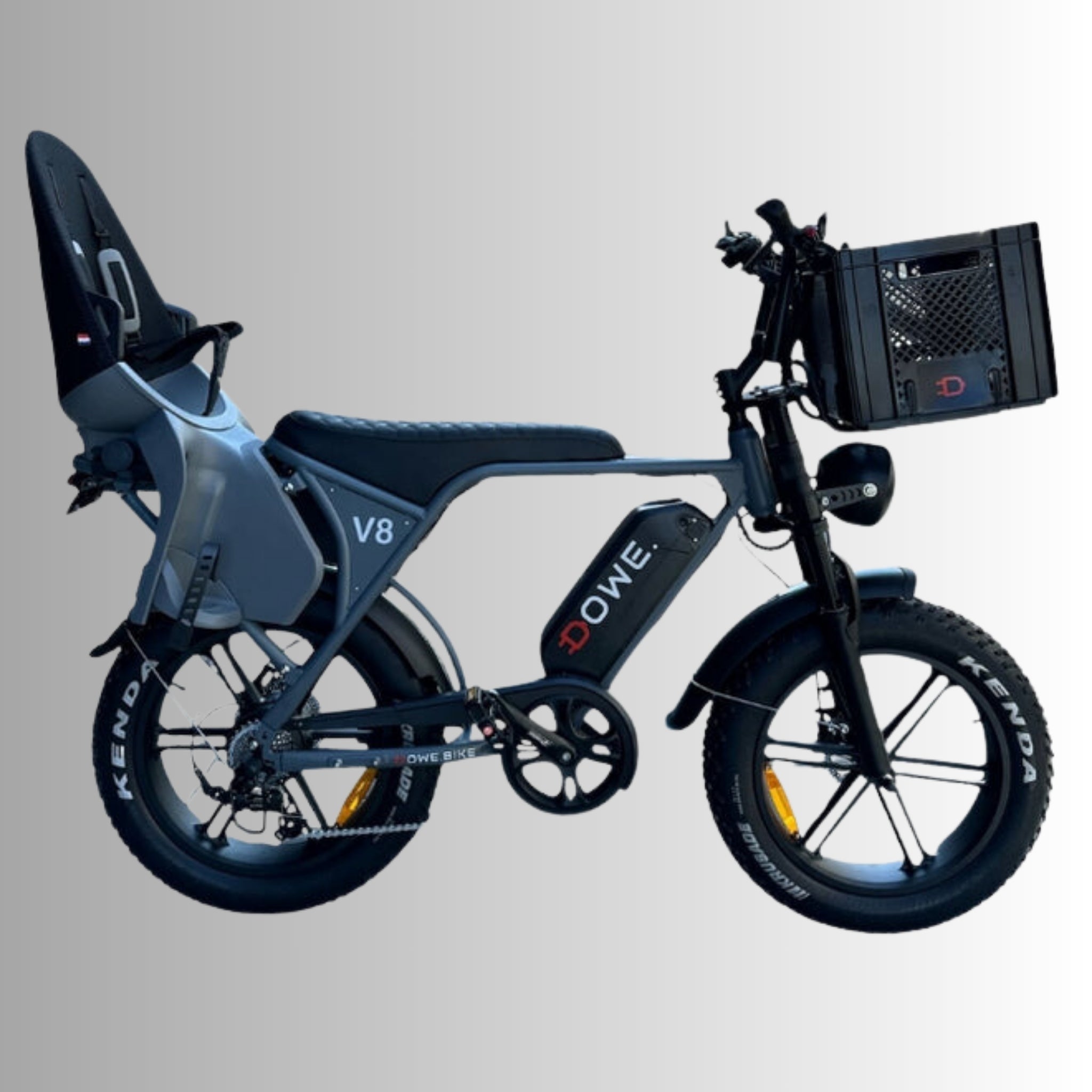 Dowe V8 Elektrische Fatbike met Kinderzitje Achter - Family Fatbike