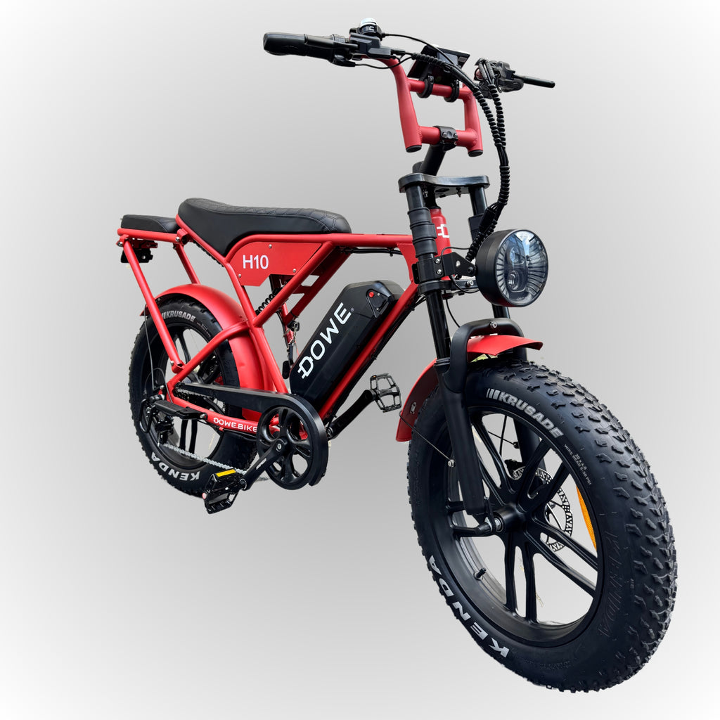 Dowe H10 Fatbike - Rood | 17,5Ah Accu + GRATIS Extra Zitje, Voetsteuntjes, Alarm, GPS Tracker & Abus ART2 Slot | Gratis Bezorgd