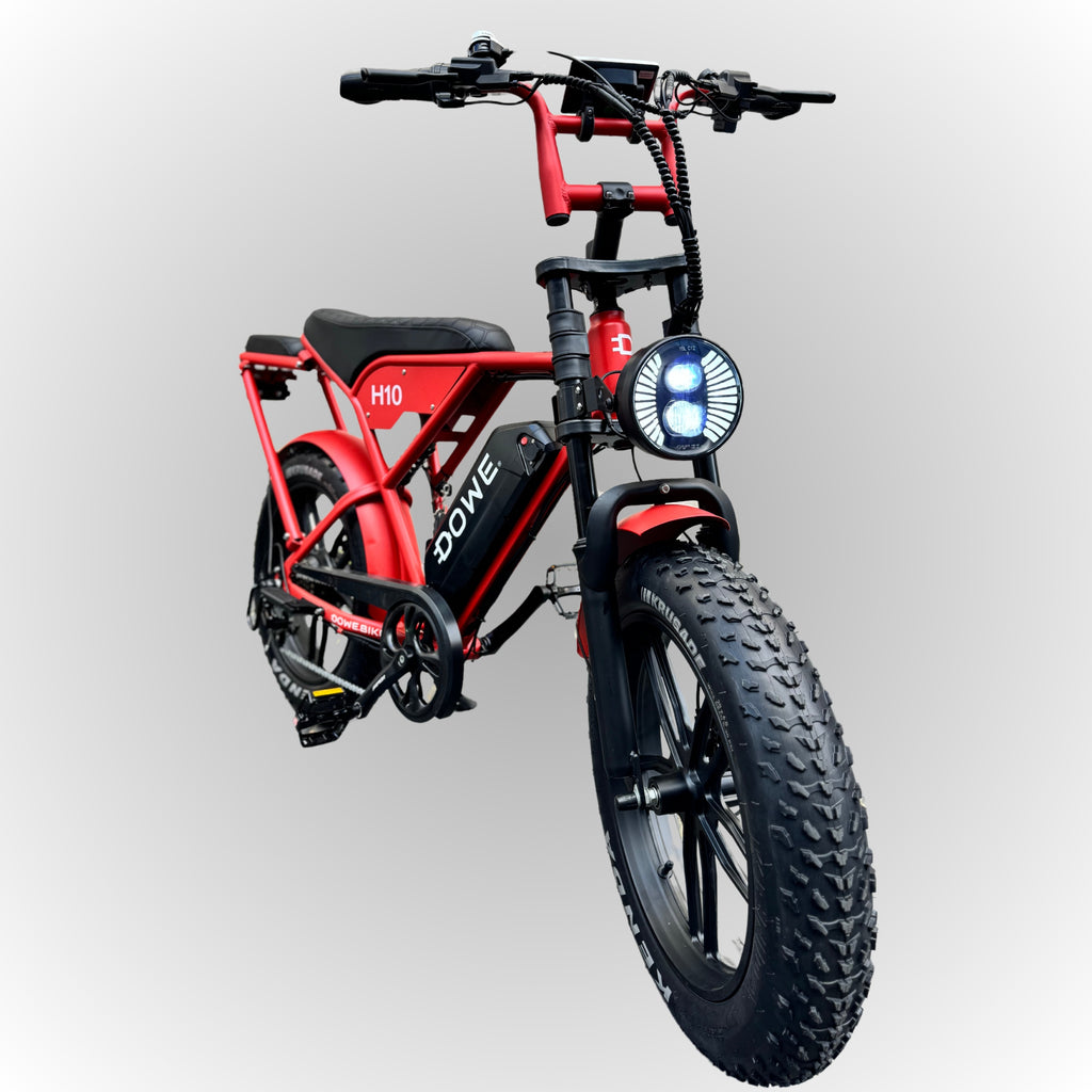 Dowe H10 Fatbike - Rood | 17,5Ah Accu + GRATIS Extra Zitje, Voetsteuntjes, Alarm, GPS Tracker & Abus ART2 Slot | Gratis Bezorgd