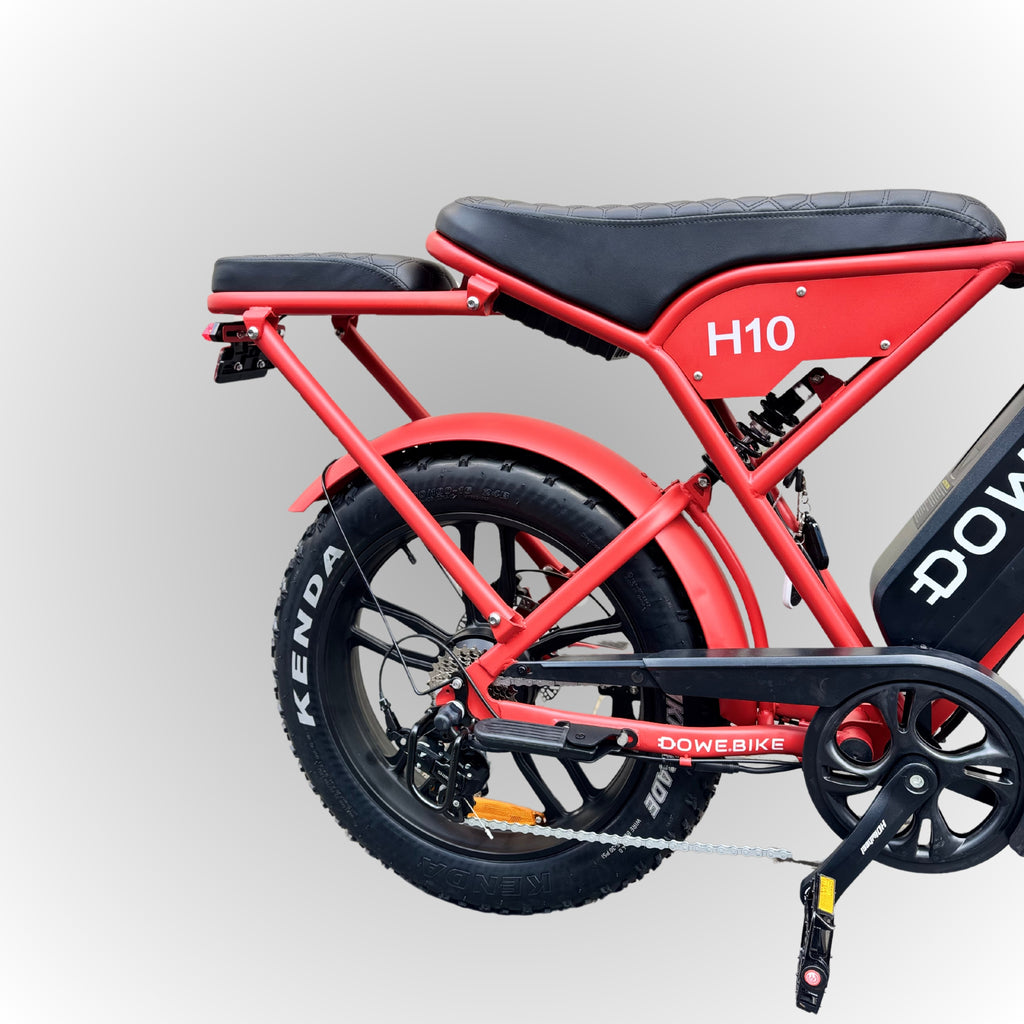 Dowe H10 Fatbike - Rood | 17,5Ah Accu + GRATIS Extra Zitje, Voetsteuntjes, Alarm, GPS Tracker & Abus ART2 Slot | Gratis Bezorgd