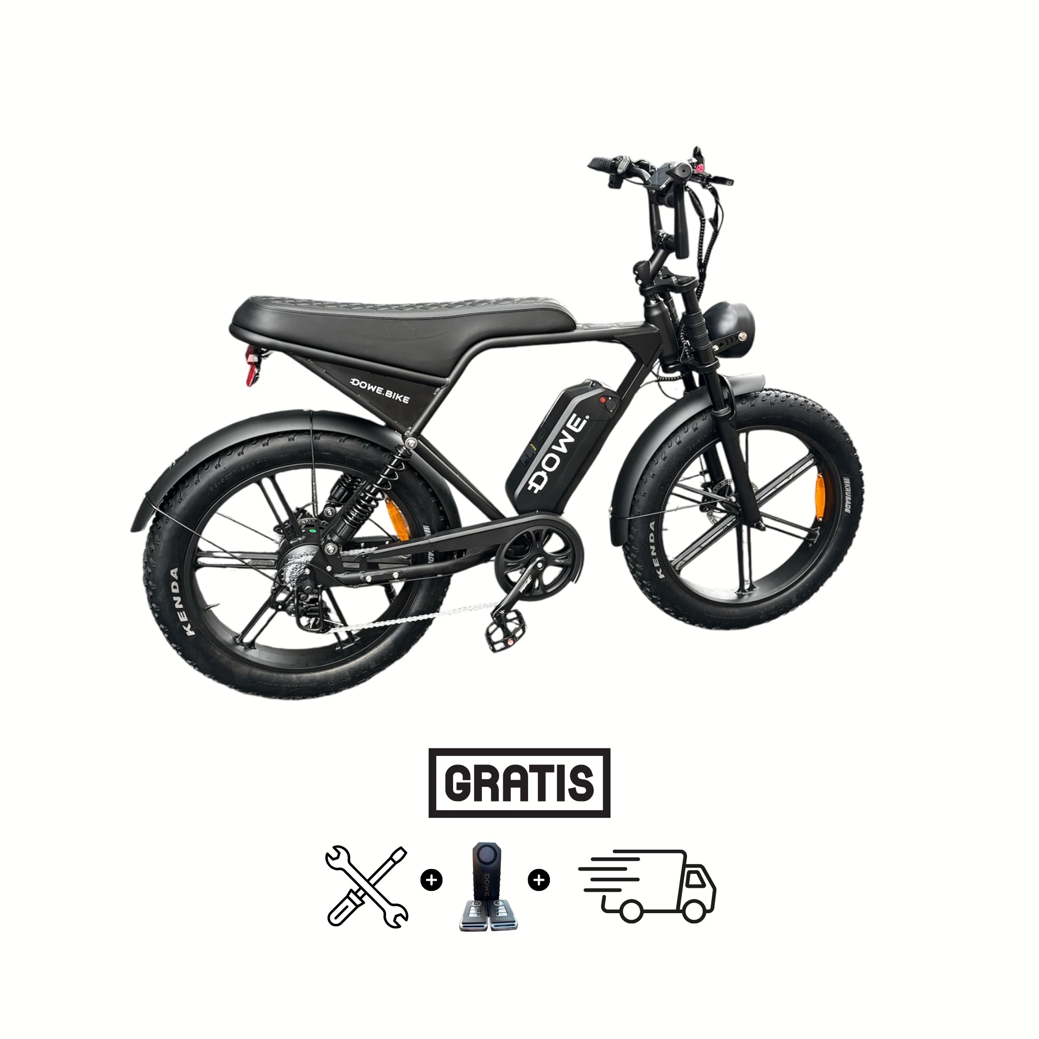 Dowe XL PRO Elektrische Fatbike - Zwart - 24 Inch Wielen