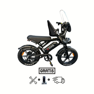 Fatbike V20 Pro met Kinderzitje - Zwart Family Fatbike