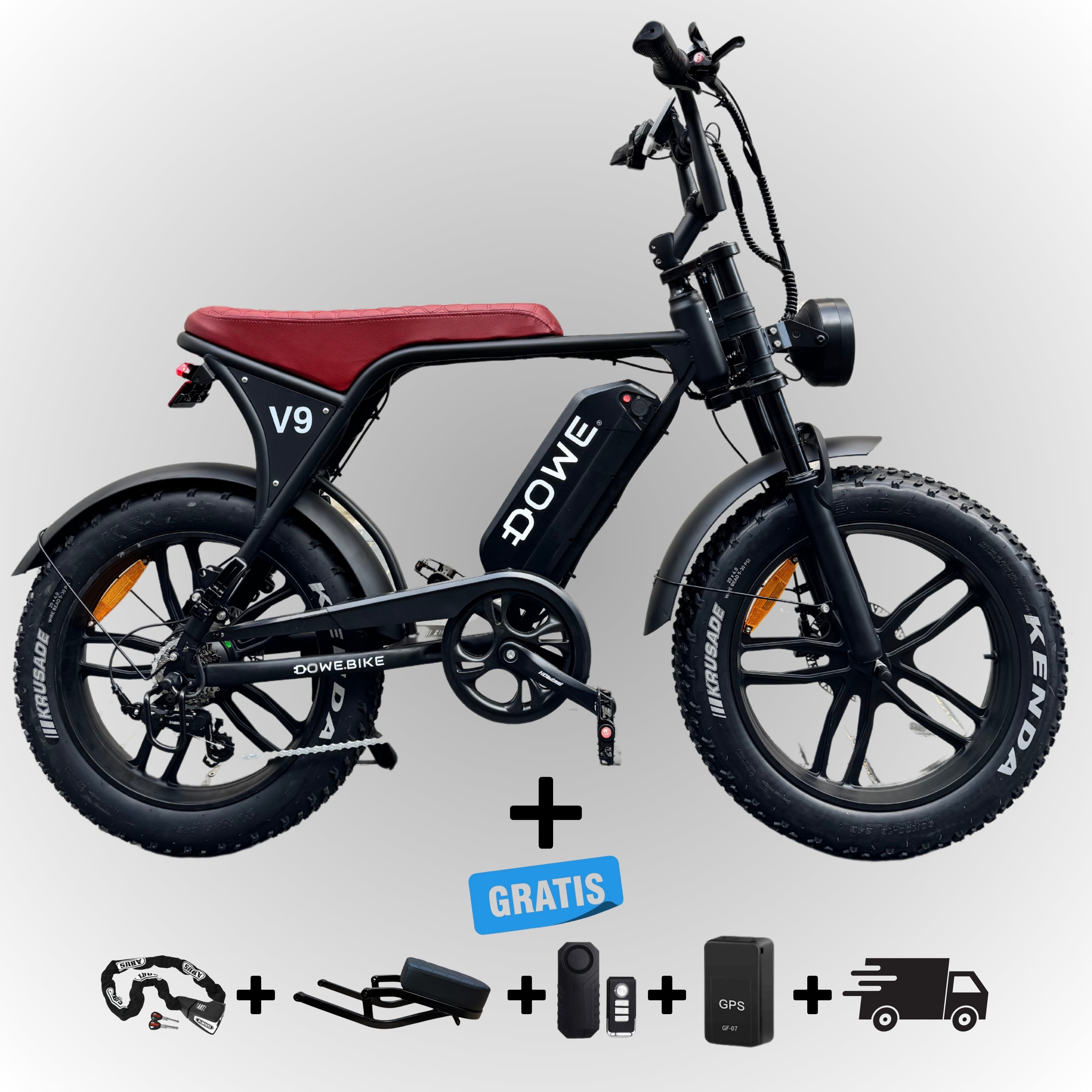 Dowe V9 Elektrische Fatbike - Zwart 