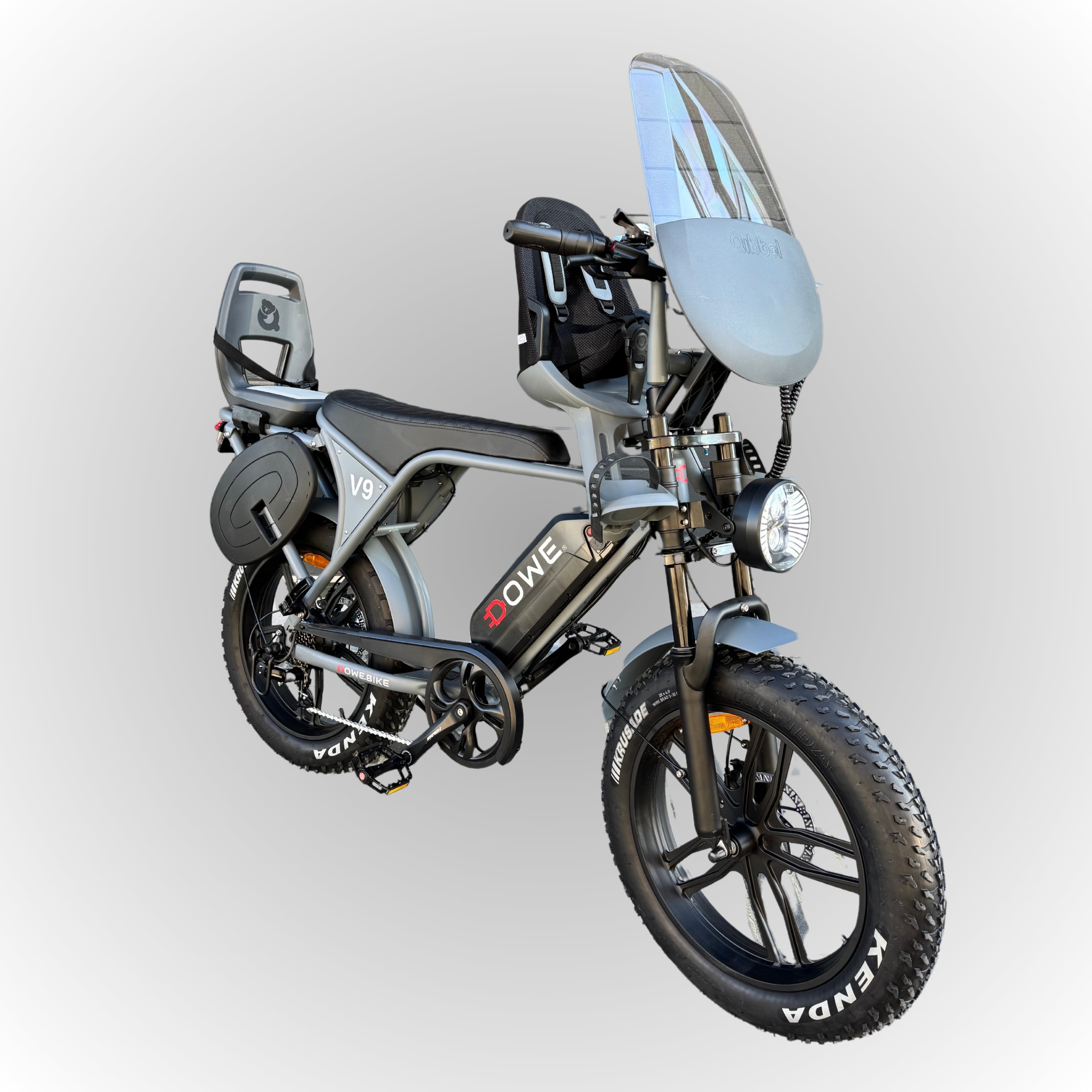 Dowe V9 Elektrische Fatbike met Kinderzitjes - Grijs | Maximaal Uitgerust + Gratis Extra's!