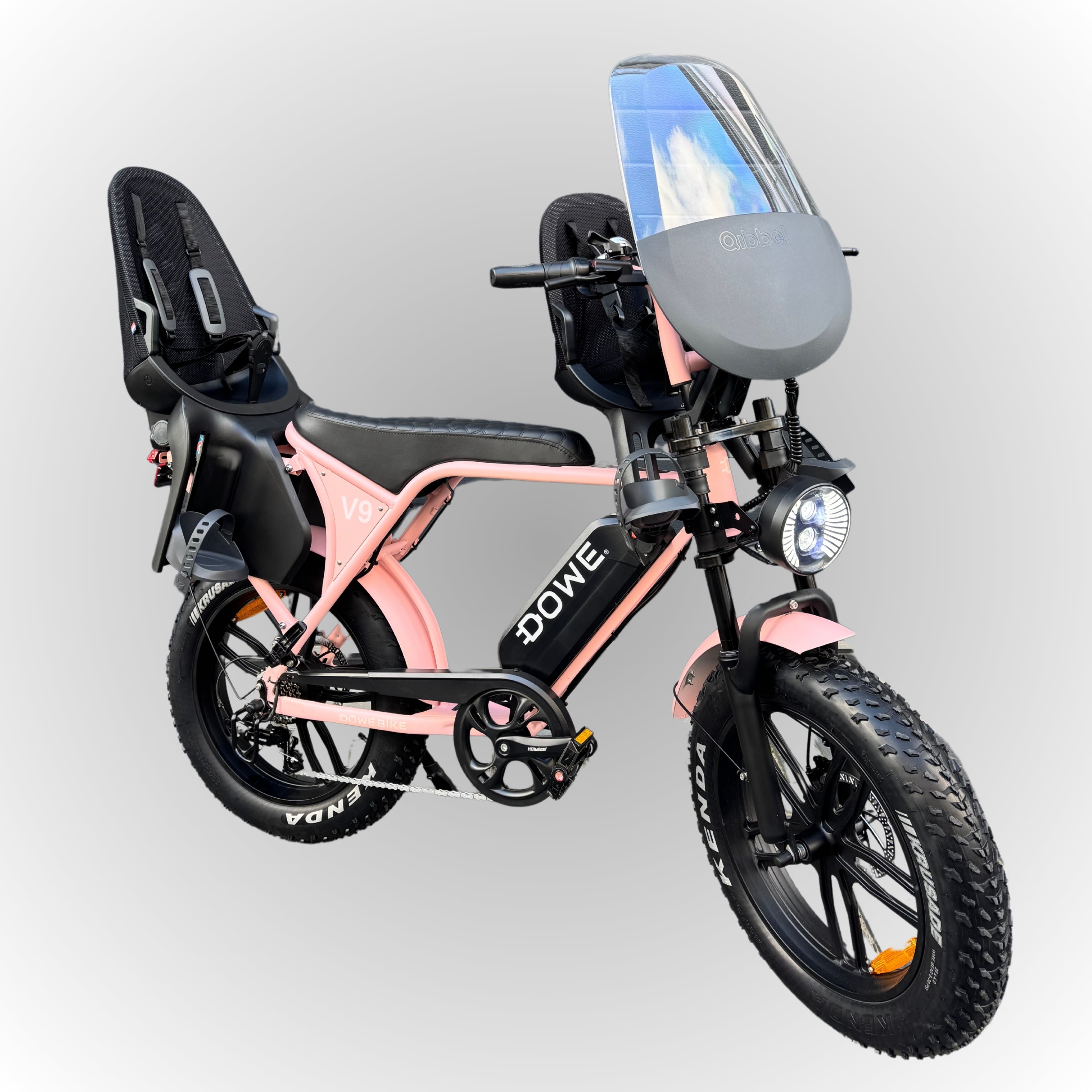 Elektrische Fatbike met Kinderzitjes - Roze