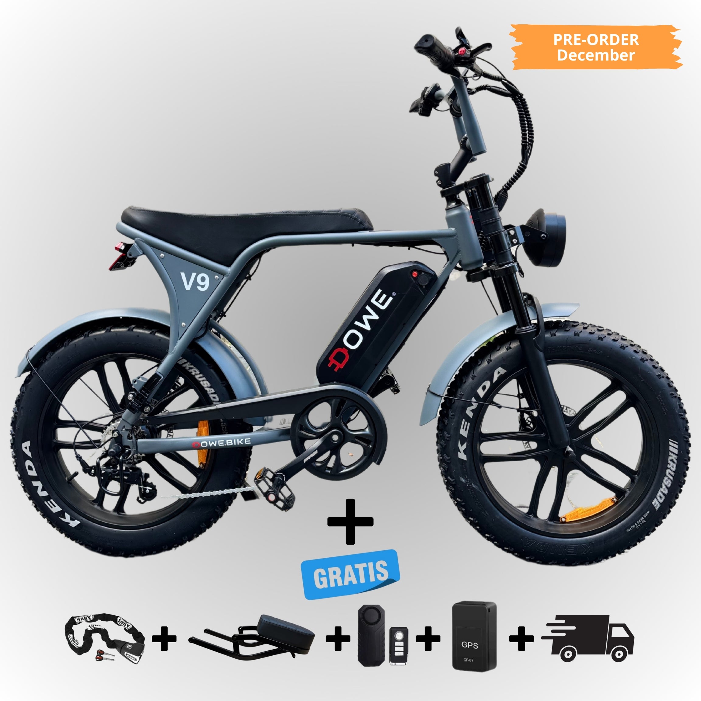 Dowe V9 Elektrische Fatbike - Grijs