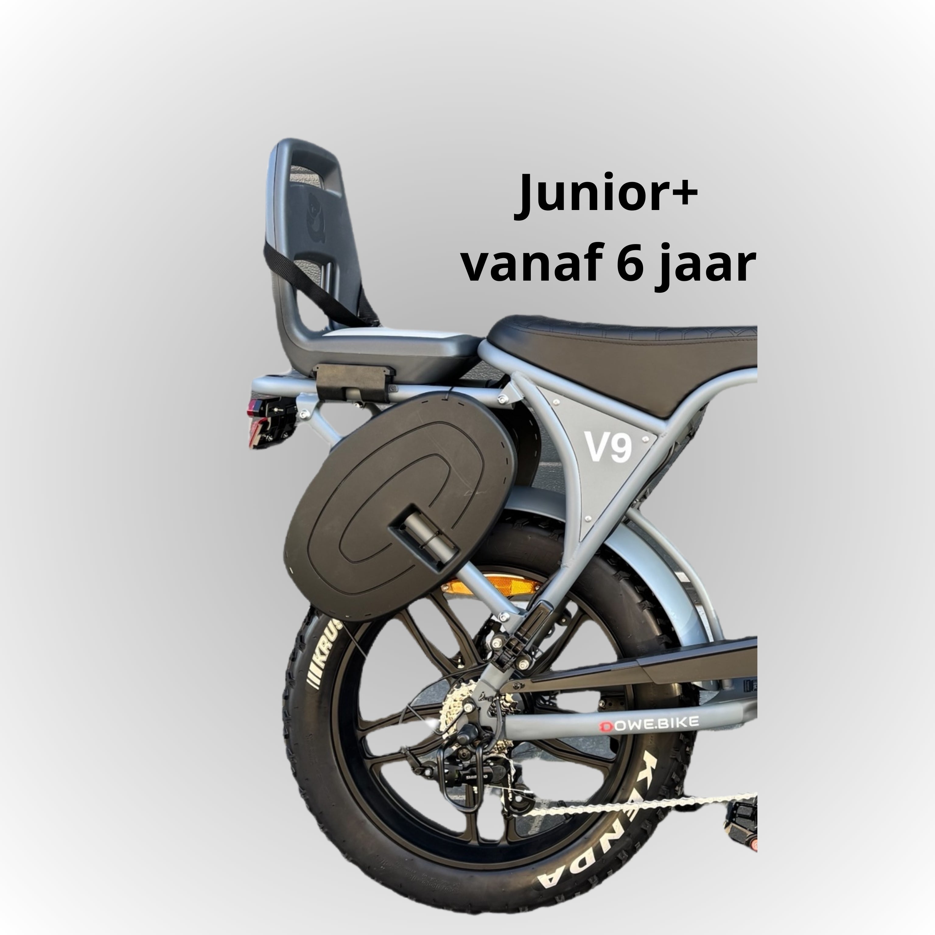 Dowe V9 Elektrische Fatbike met Kinderzitje Achter - Zwart | Family Fatbike