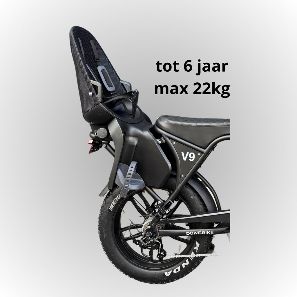 Dowe V9 Elektrische Fatbike met Kinderzitje Achter - Zwart | Family Fatbike