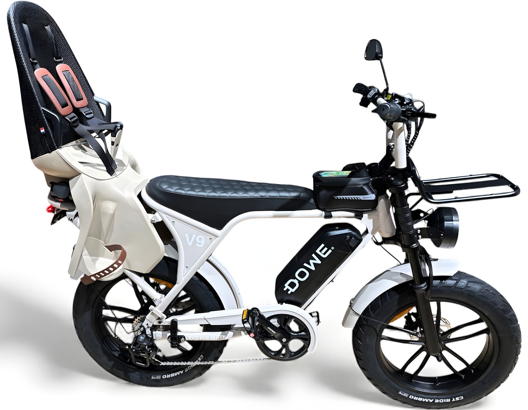 Elektrische fatbike 250W Dowe V9 met kinderzitje achter