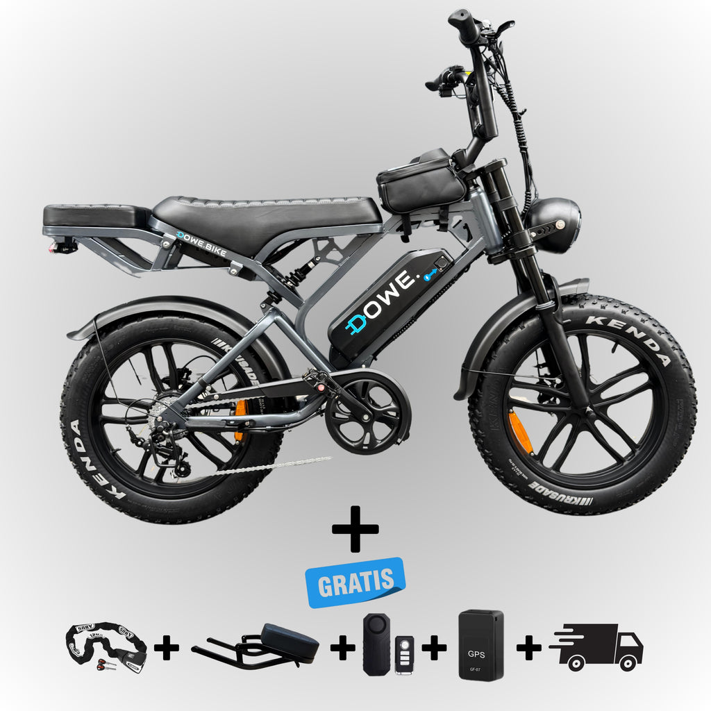 Dowe V20 Pro Fatbike - Donker Grijs | Volledig Uitgerust + Gratis Accessoires ‼️ DIRECT LEVERBAAR ‼️