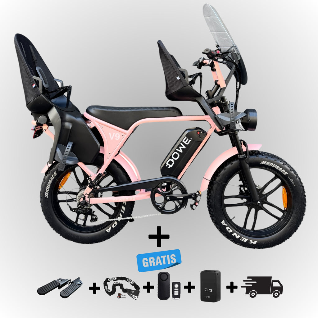 Elektrische Fatbike met Kinderzitjes - Roze