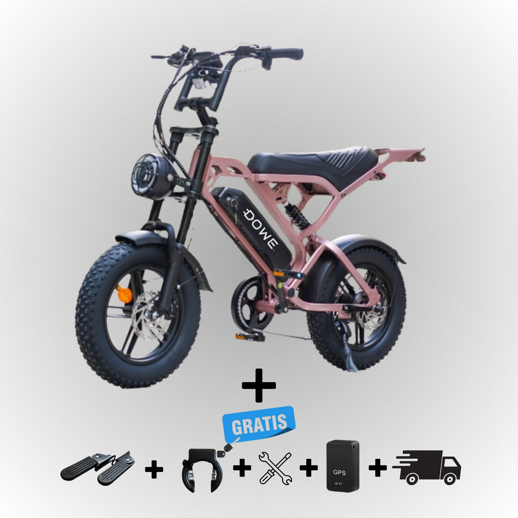 Dowe V20 Pro Mini Fatbike - Rose | Compacte Elektrische Fatbike 250W | hydraulische remmen - 25kmh