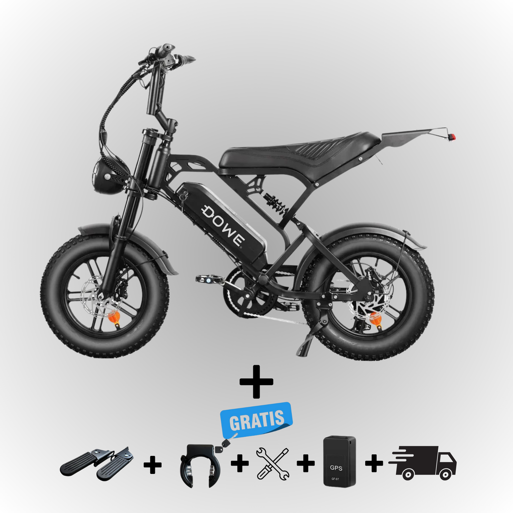 Dowe V20 Mini Fatbike - Zwart | Compacte Elektrische Fatbike 250W - hydraulische remmen - 25kmh